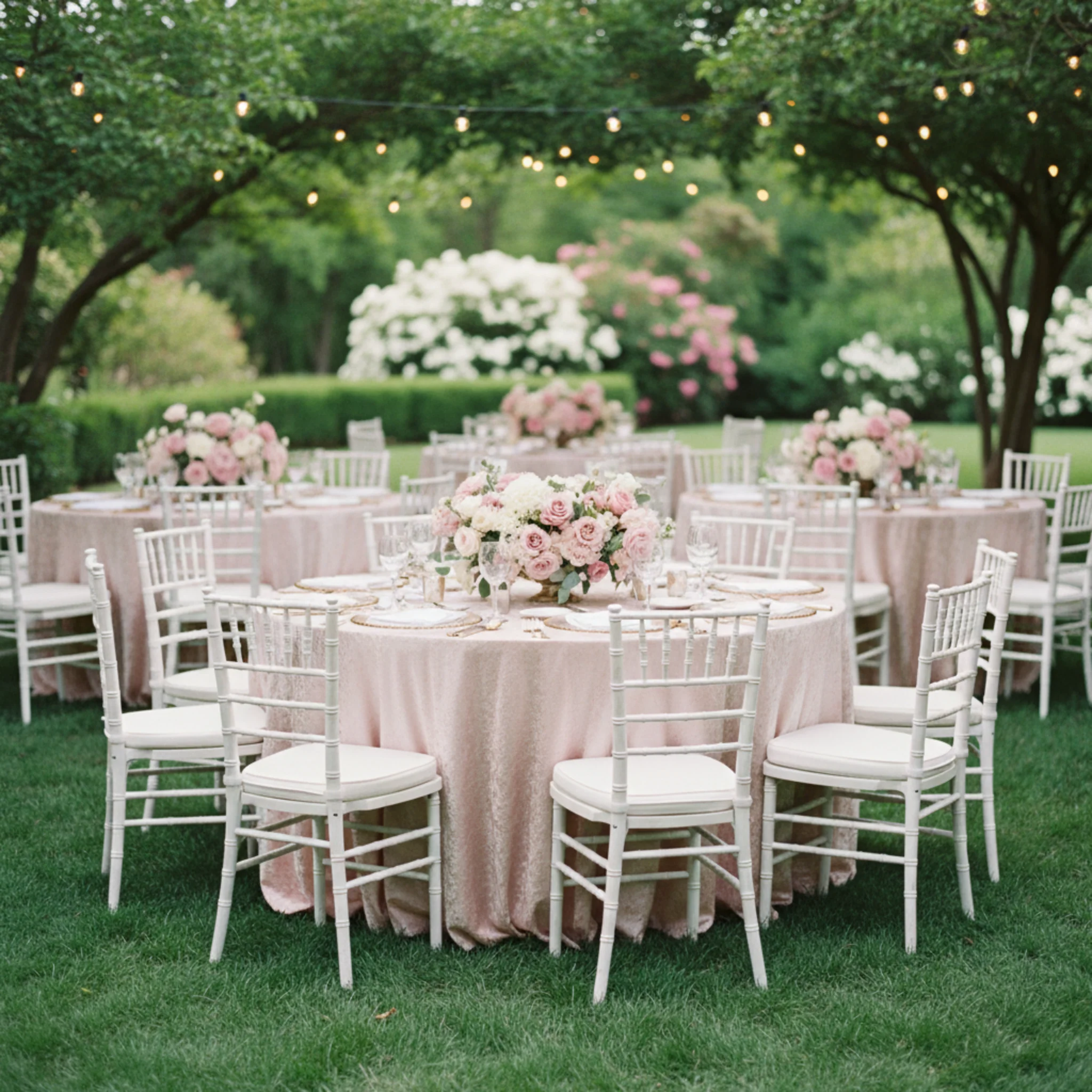 Crinkle Shimmer 132" Round Tablecloth - Blush/Rose Gold - Image 4