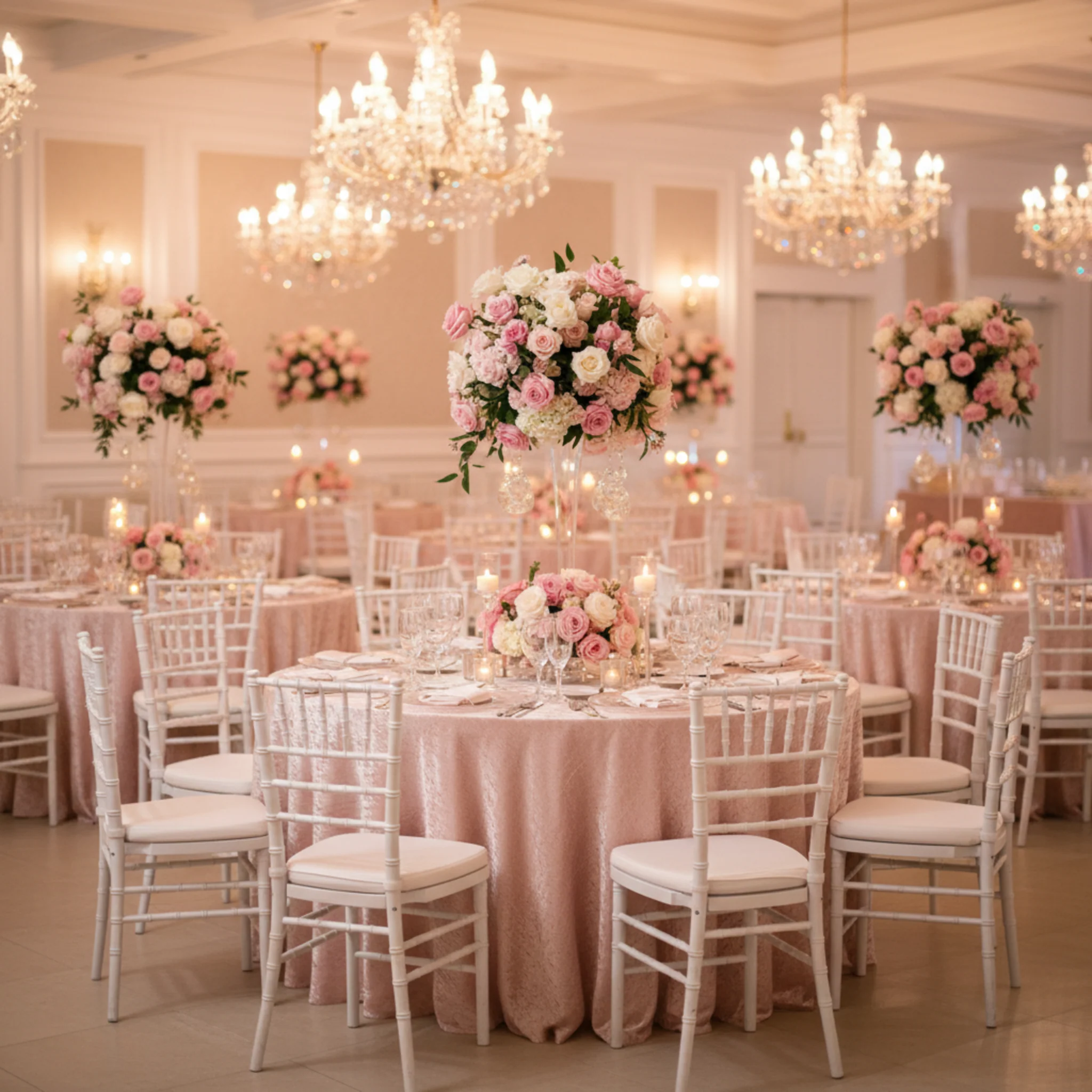 Crinkle Shimmer 132" Round Tablecloth - Blush/Rose Gold - Image 5