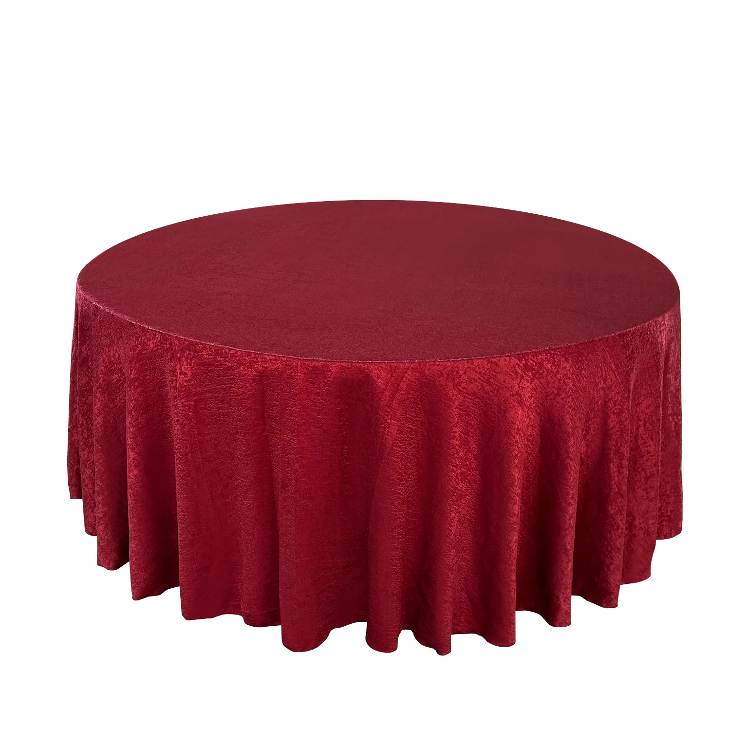 Crinkle Shimmer 132" Round Tablecloth - Burgundy