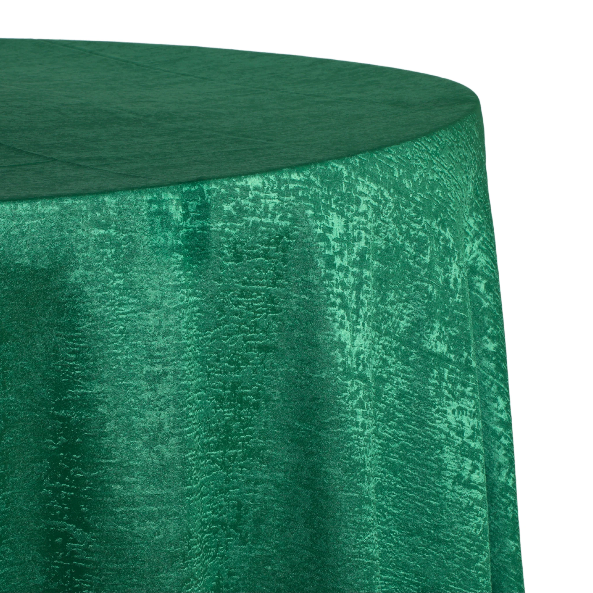 Crinkle Shimmer 132" Round Tablecloth - Emerald Green - Image 2