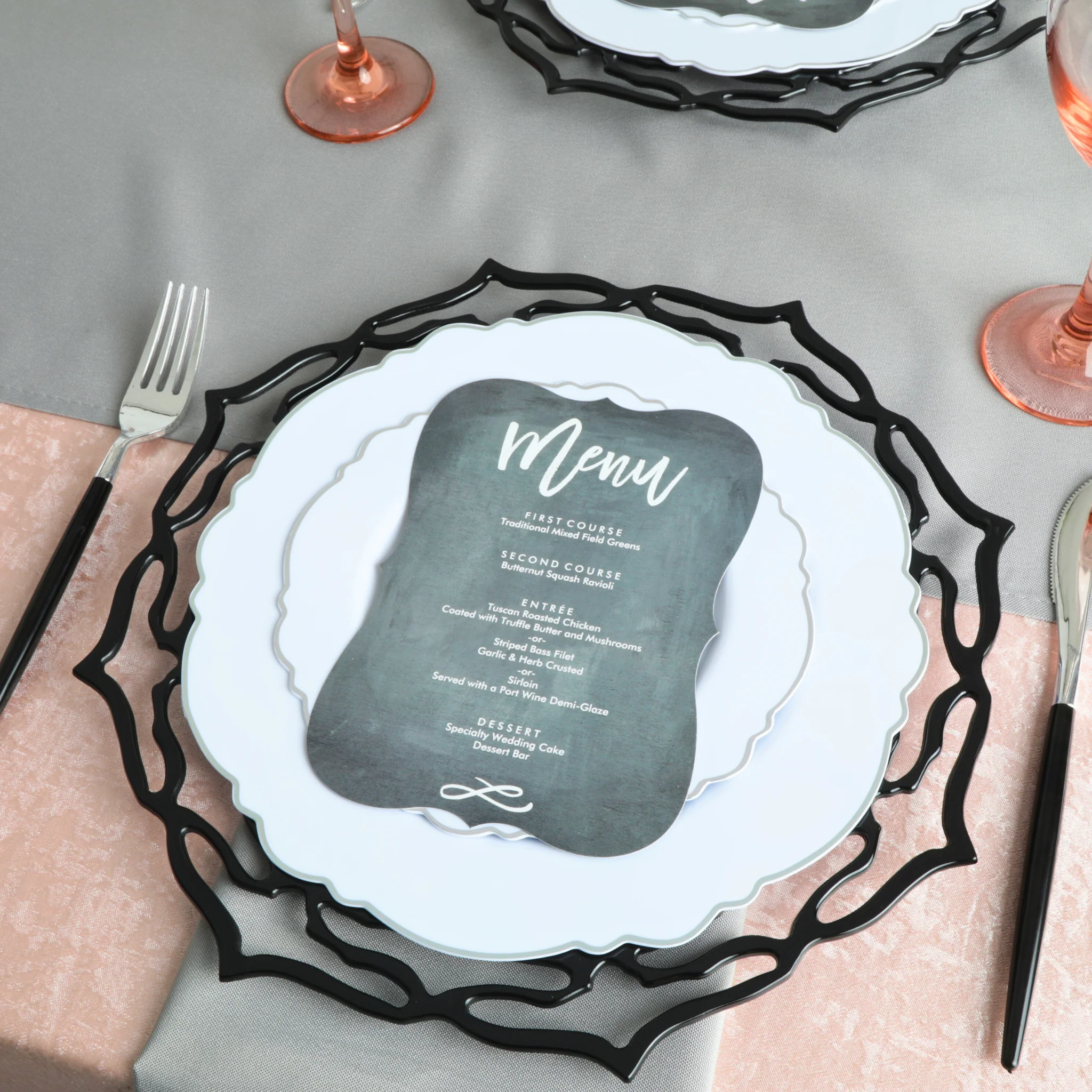 Crinkle Shimmer 90"x132" Rectangular Tablecloth - Blush/Rose Gold - Image 2