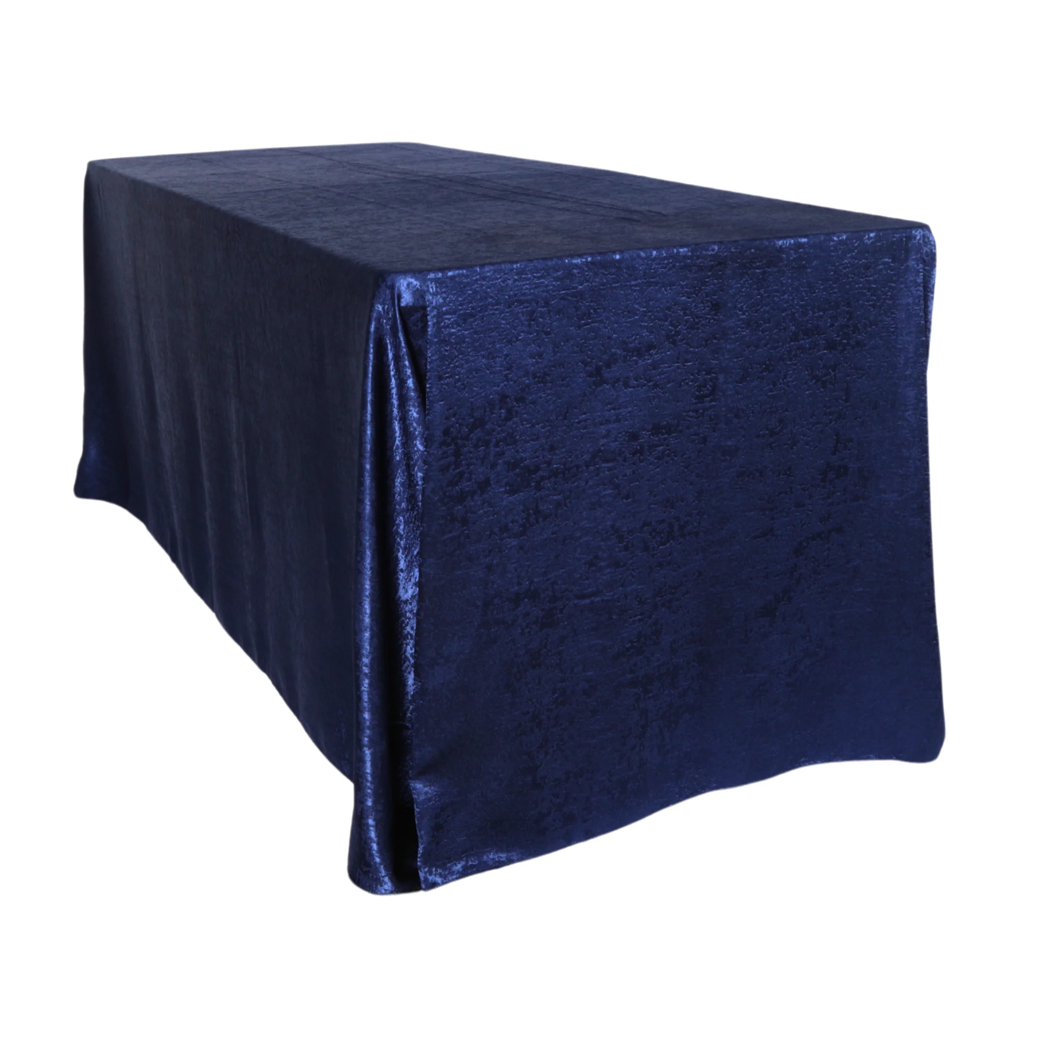 Crinkle Shimmer 90"x132" Rectangular Tablecloth - Navy Blue - Image 4