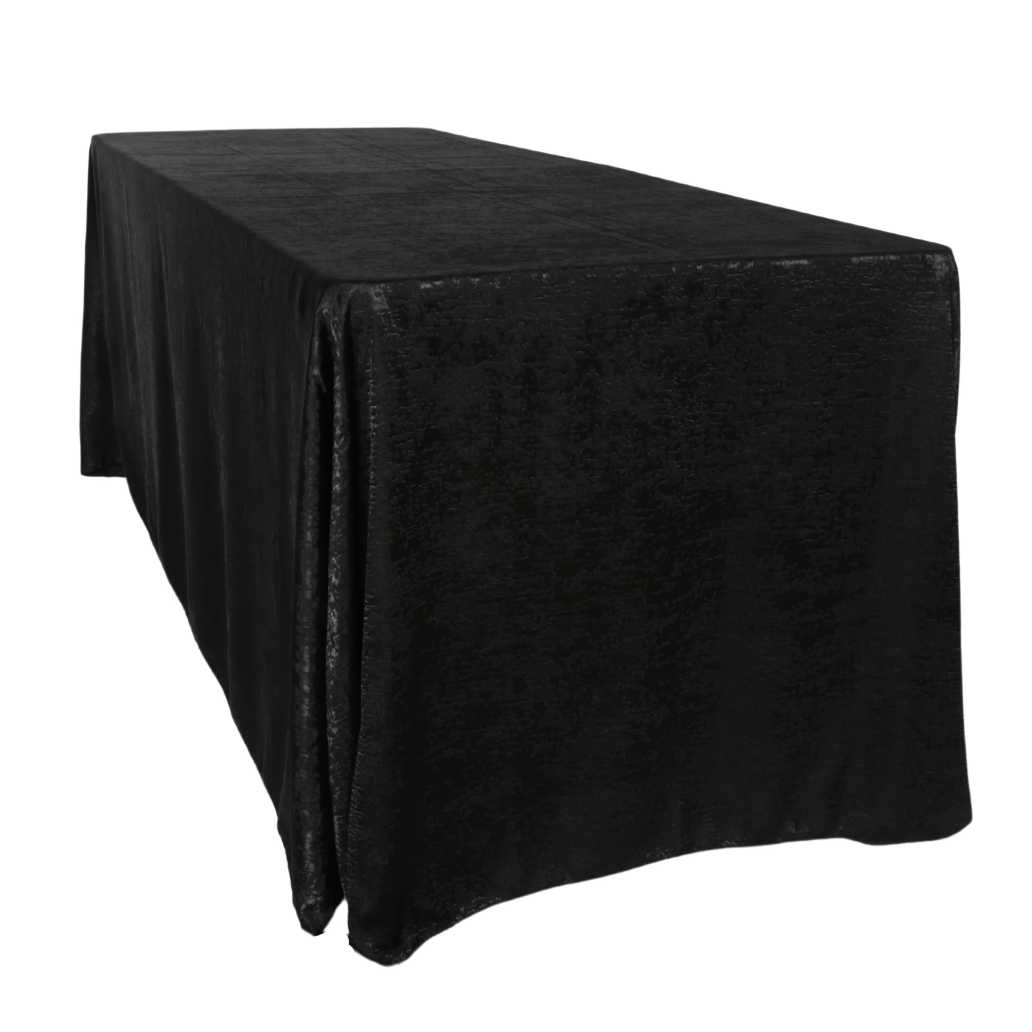 Crinkle Shimmer 90"x156" Rectangular Tablecloth - Black - Image 4