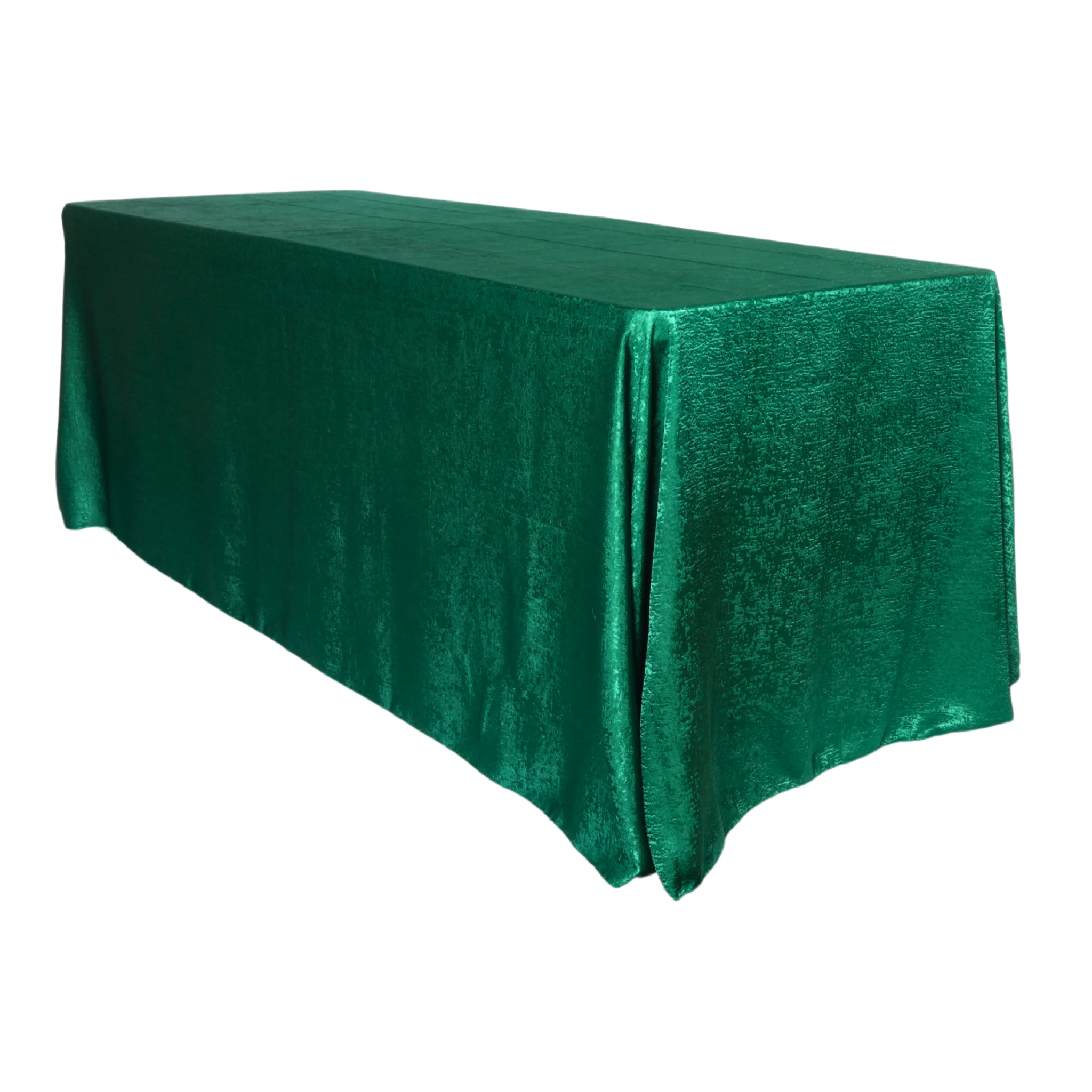 Crinkle Shimmer 90"x156" Rectangular Tablecloth - Emerald Green - Image 4