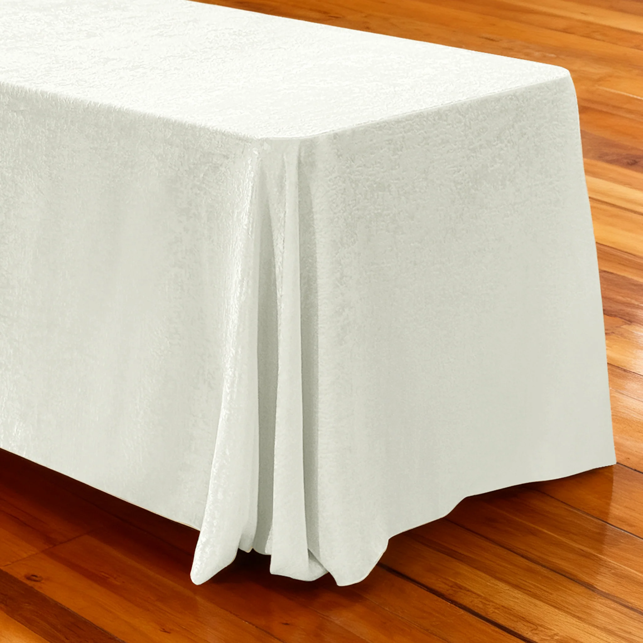 Crinkle Shimmer 90"x156" Rectangular Tablecloth - Ivory - Image 5