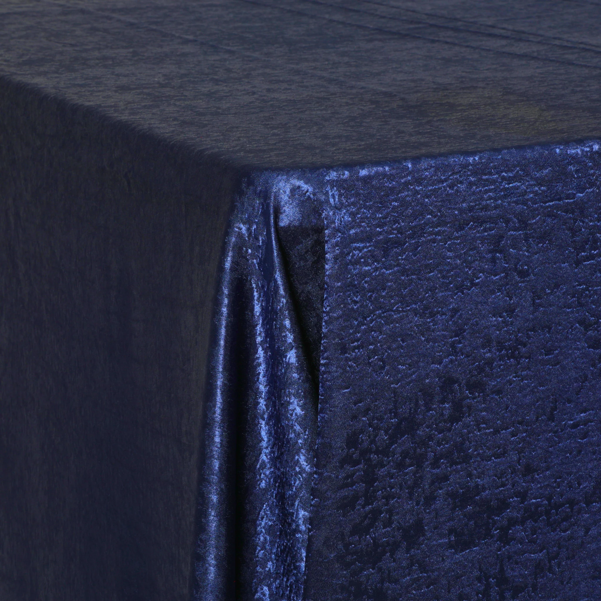 Crinkle Shimmer 90"x156" Rectangular Tablecloth - Navy Blue - Image 2
