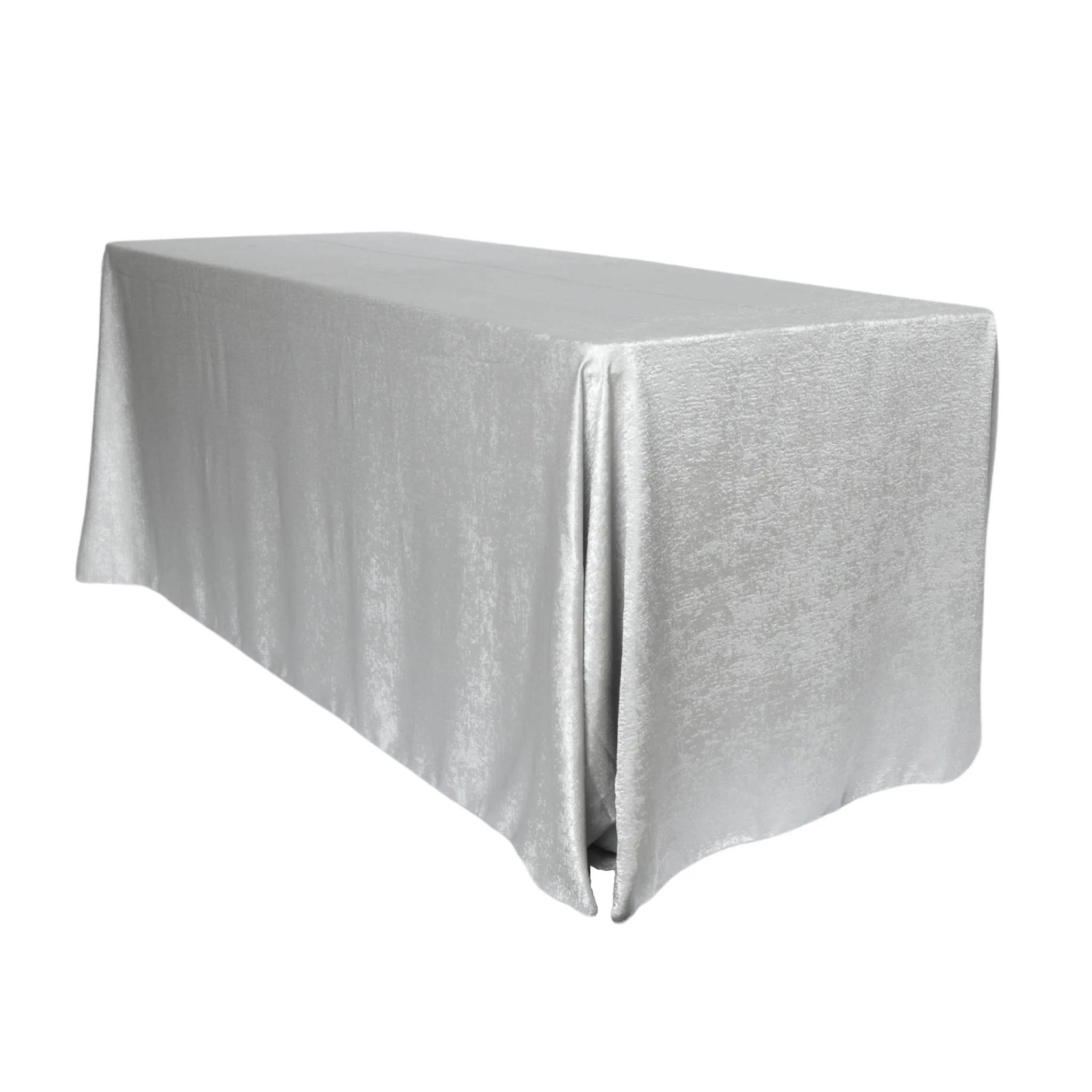 Crinkle Shimmer 90"x156" Rectangular Tablecloth - Silver - Image 3