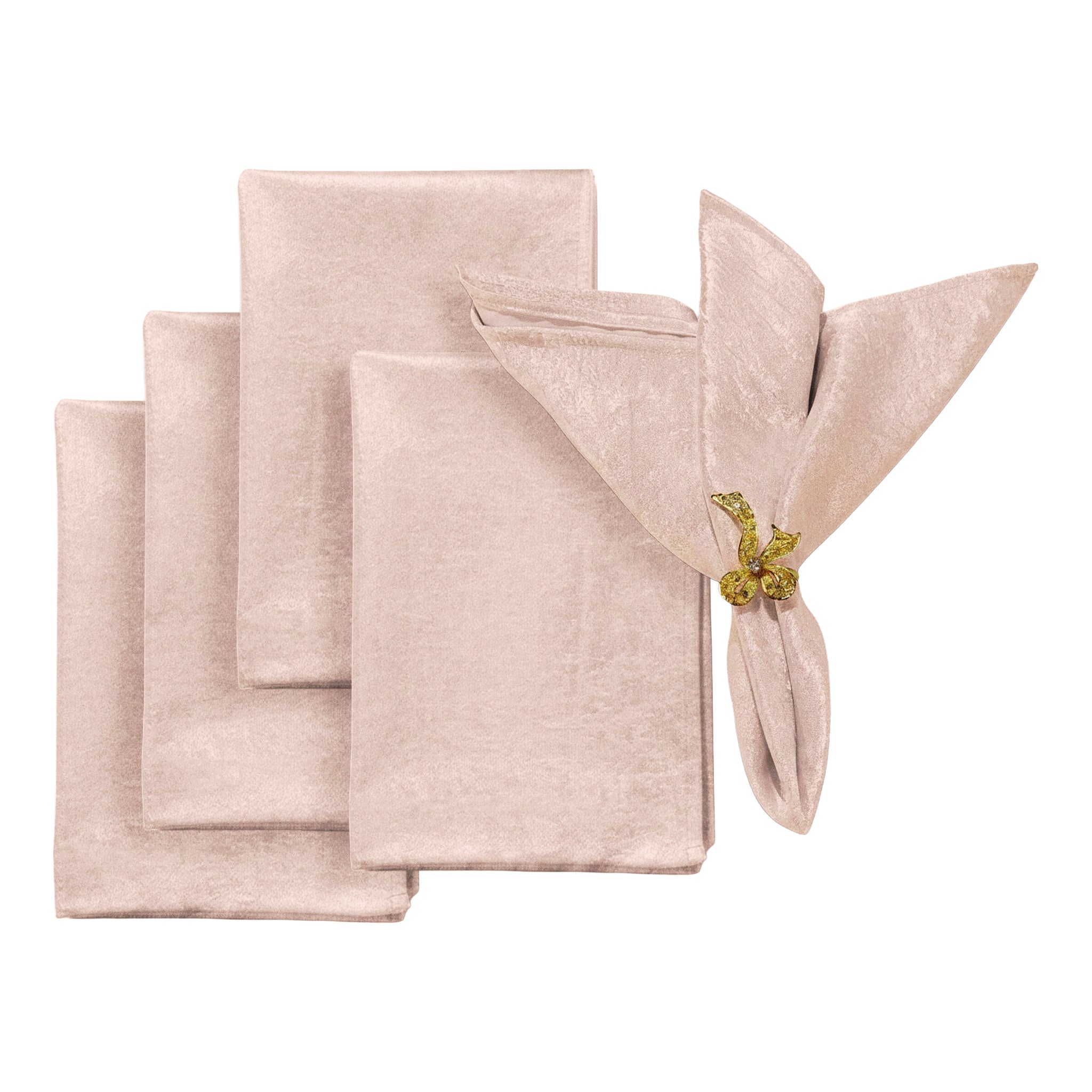 5 pcs/pk Crinkle Shimmer Napkin 20"x20" - Blush/Rose Gold