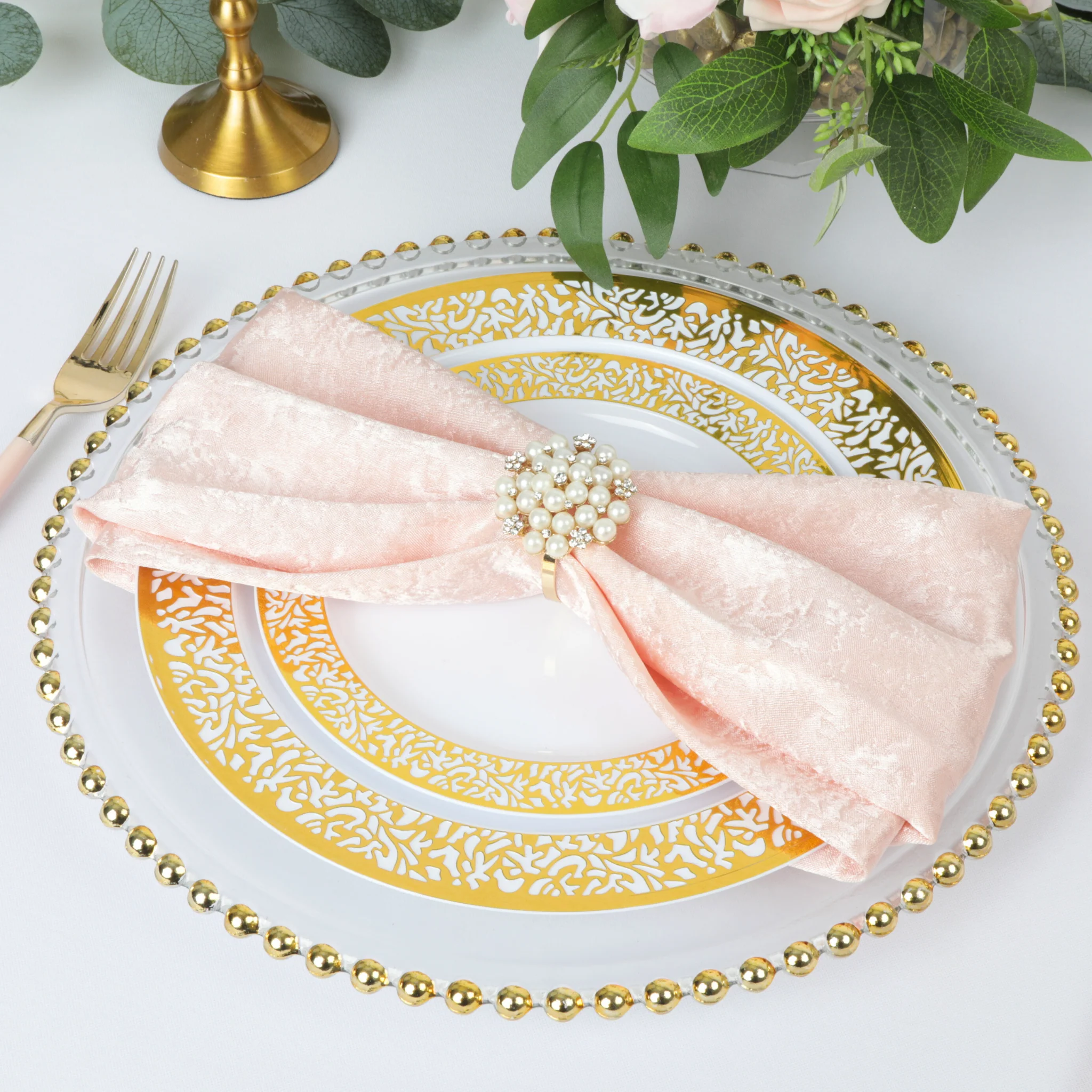 5 pcs/pk Crinkle Shimmer Napkin 20"x20" - Blush/Rose Gold - Image 5
