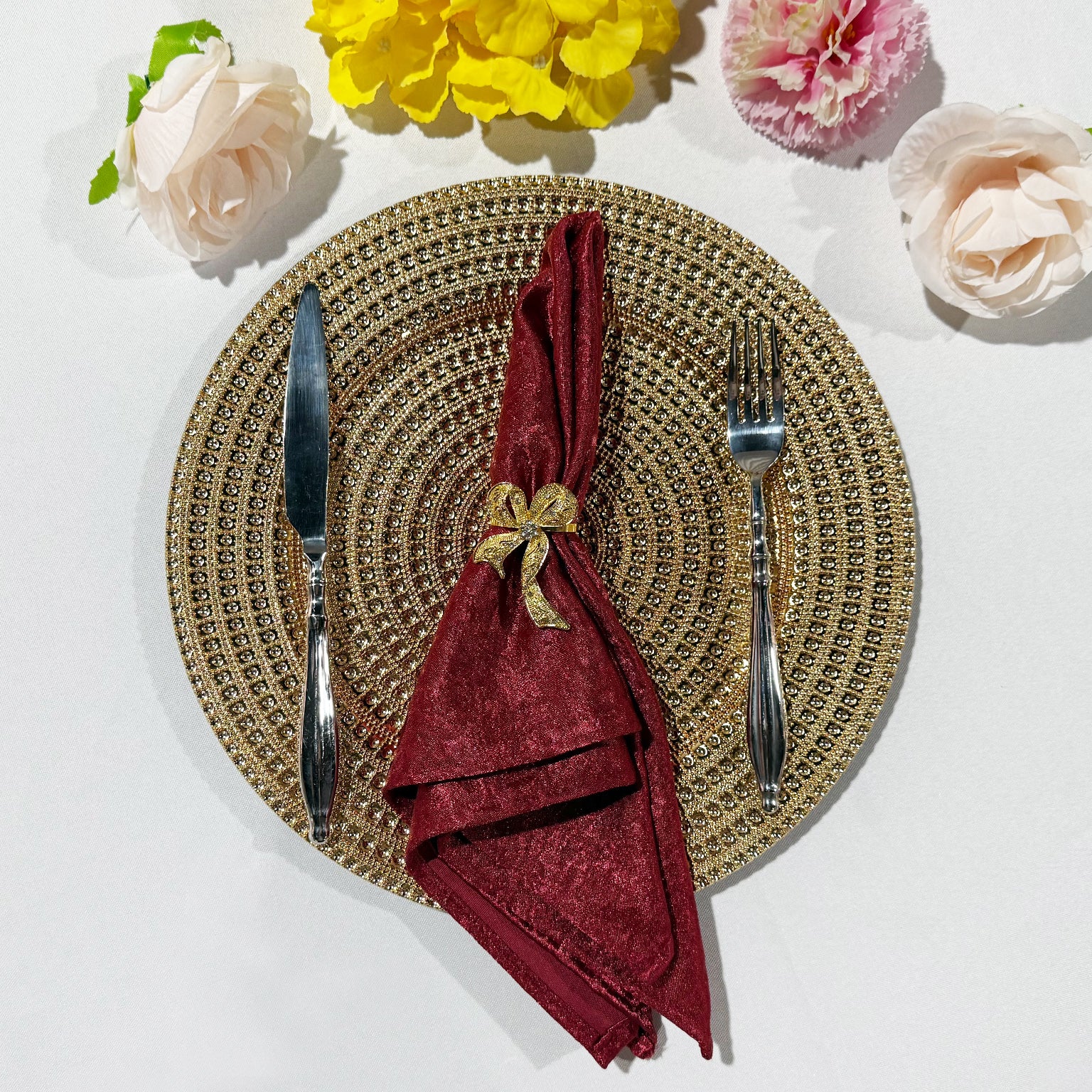 5 pcs/pk Crinkle Shimmer Napkin 20"x20" - Burgundy - Image 2
