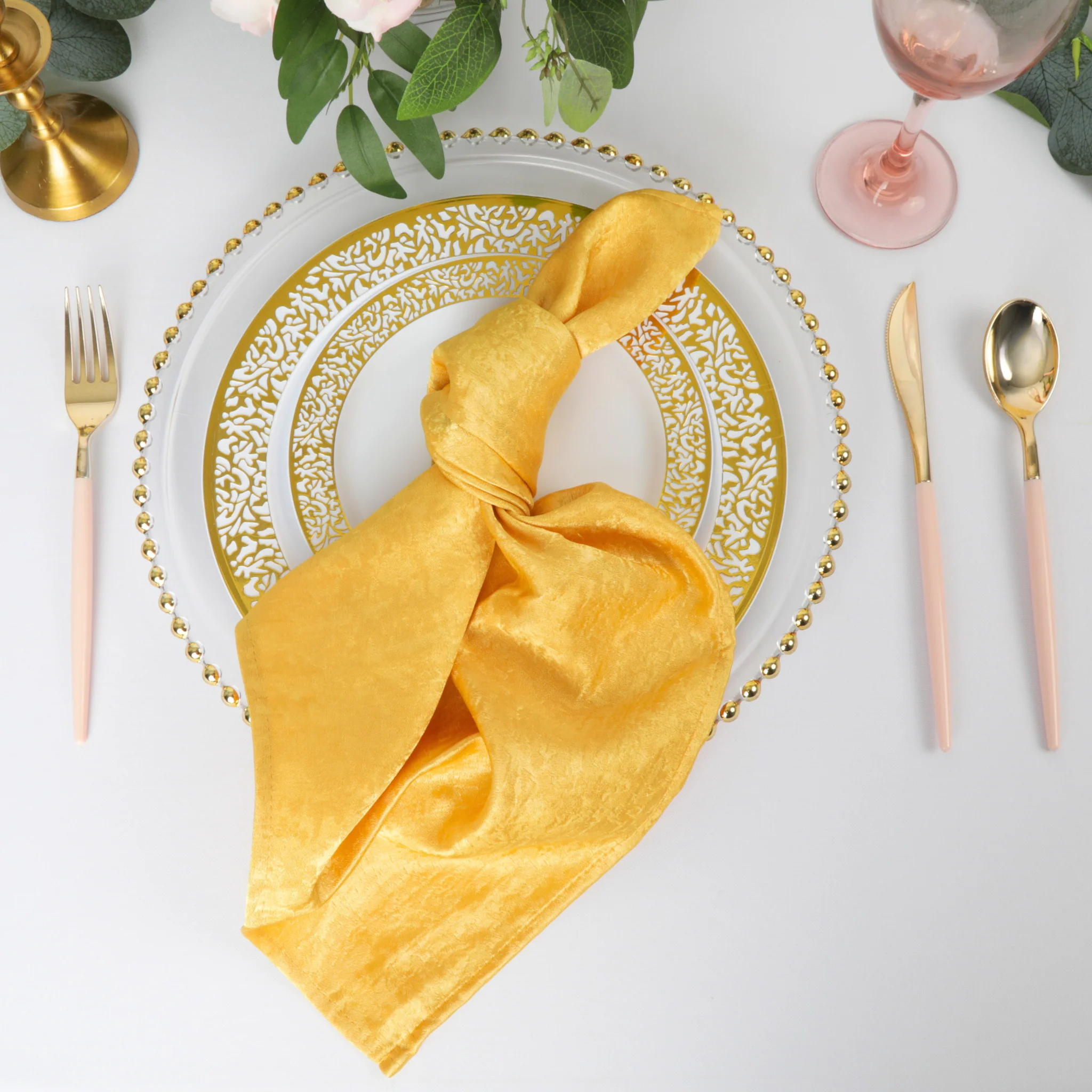5 pcs/pk Crinkle Shimmer Napkin 20"x20" - Gold - Image 3