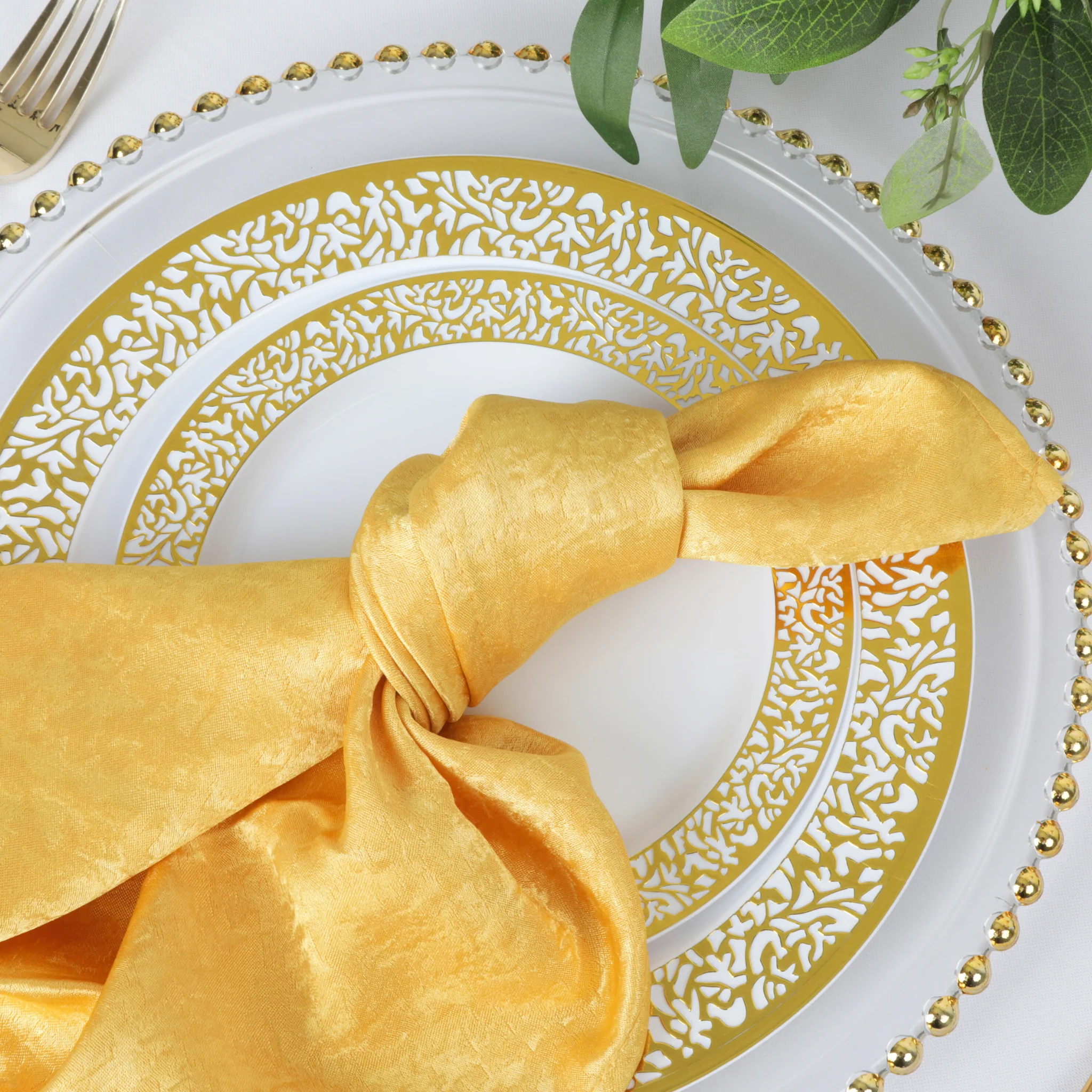 5 pcs/pk Crinkle Shimmer Napkin 20"x20" - Gold - Image 5