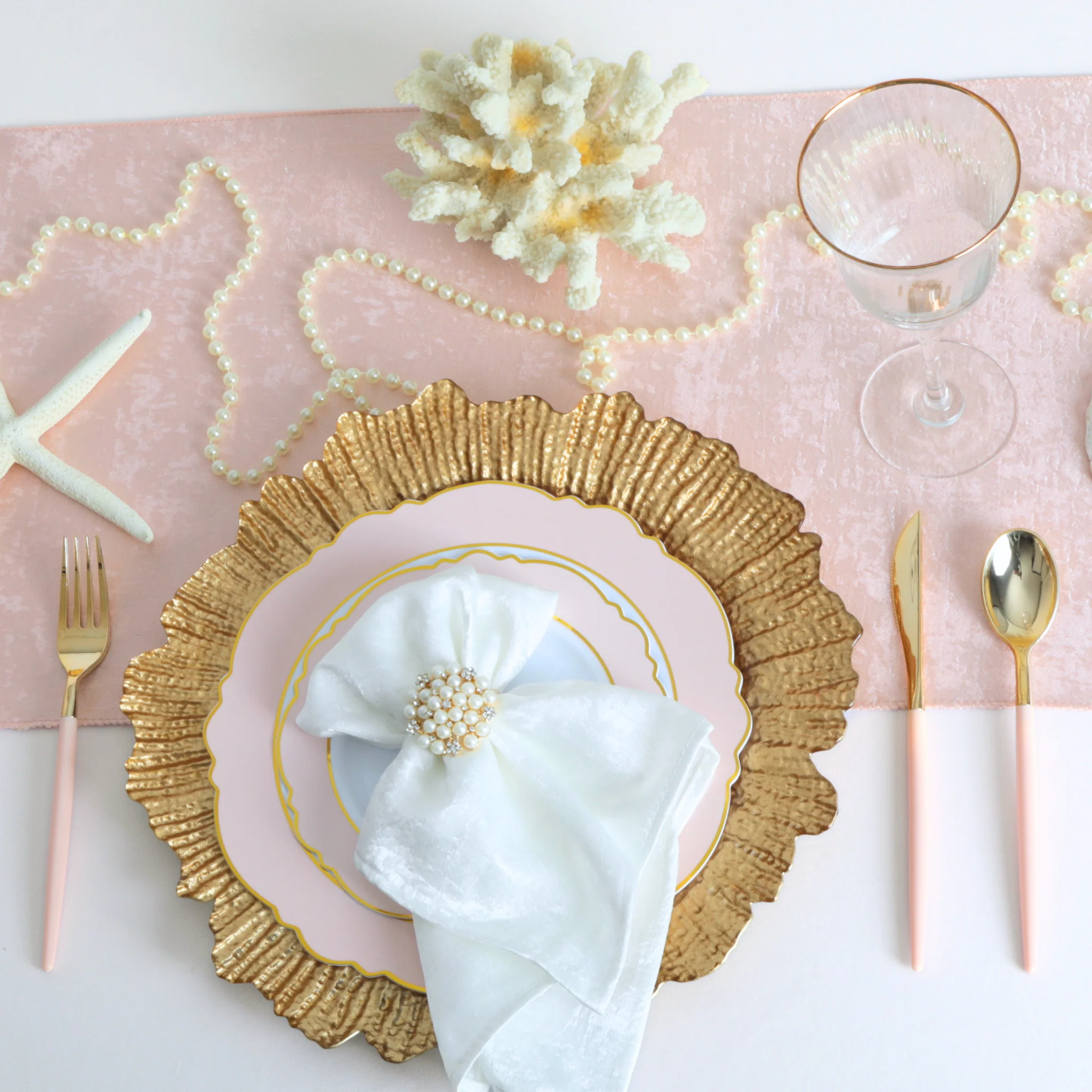 Crinkle Shimmer Table Runner - Blush/Rose Gold - Image 2