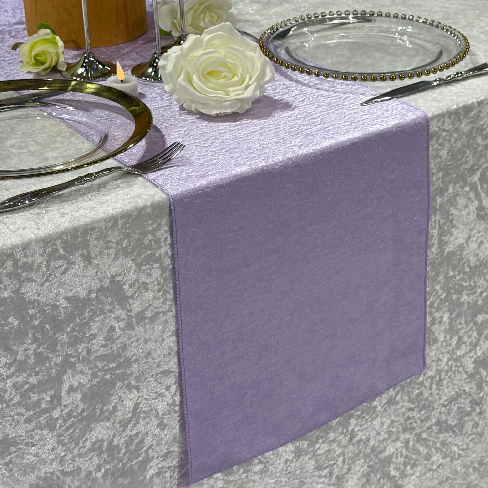 Crinkle Shimmer Table Runner - Lavender - Image 3