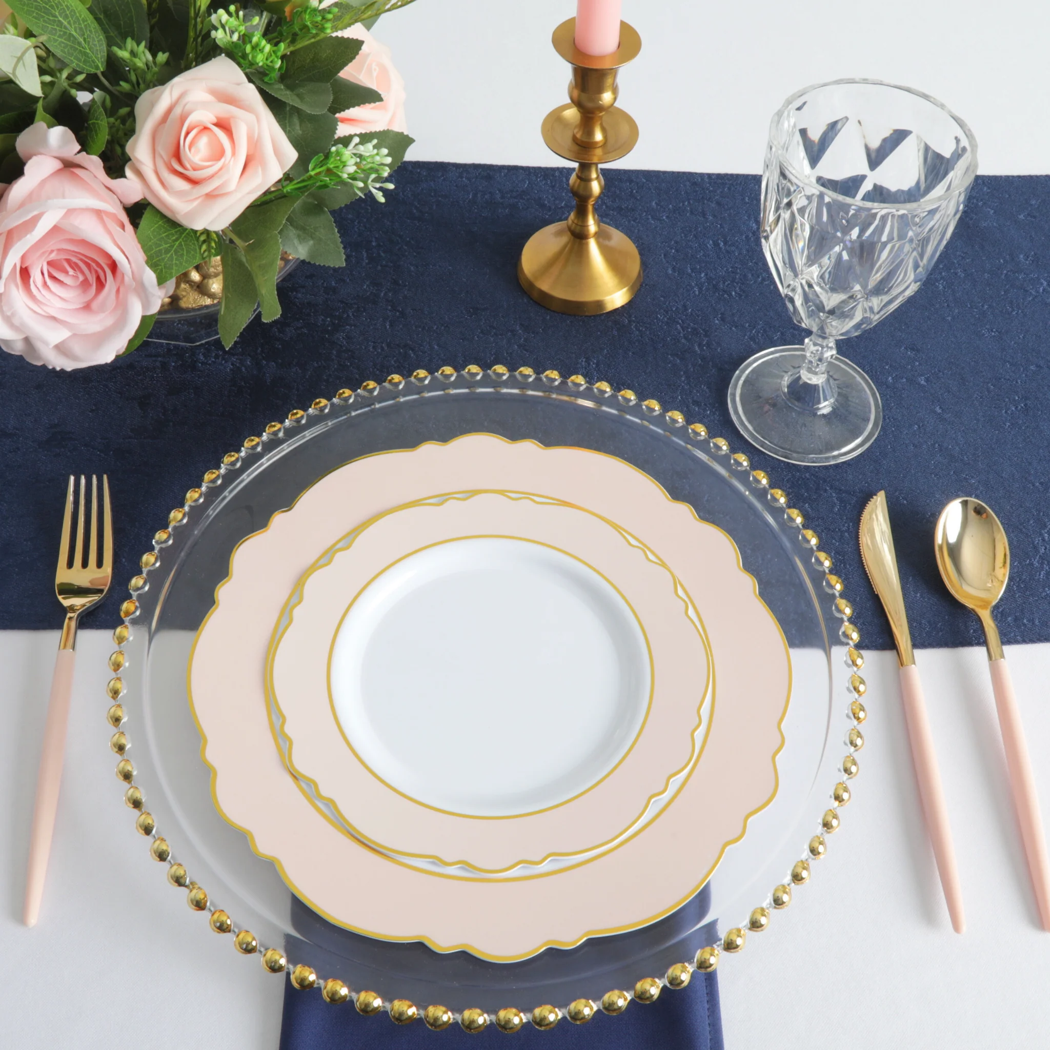 Crinkle Shimmer Table Runner - Navy Blue - Image 2
