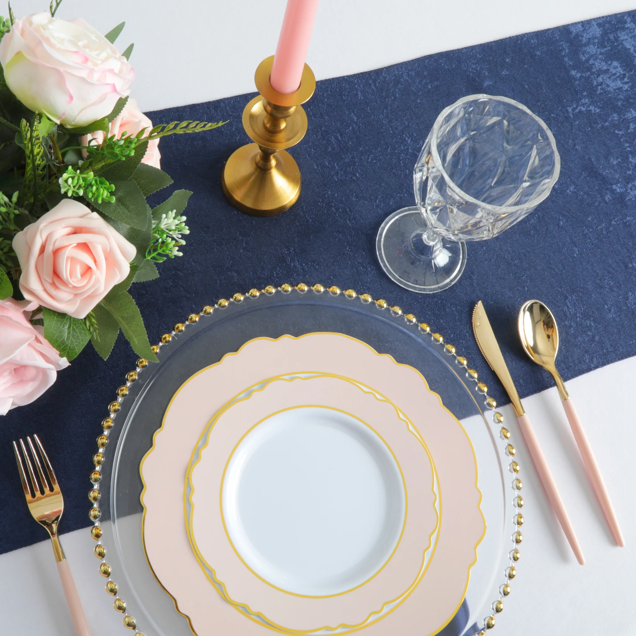 Crinkle Shimmer Table Runner - Navy Blue - Image 3