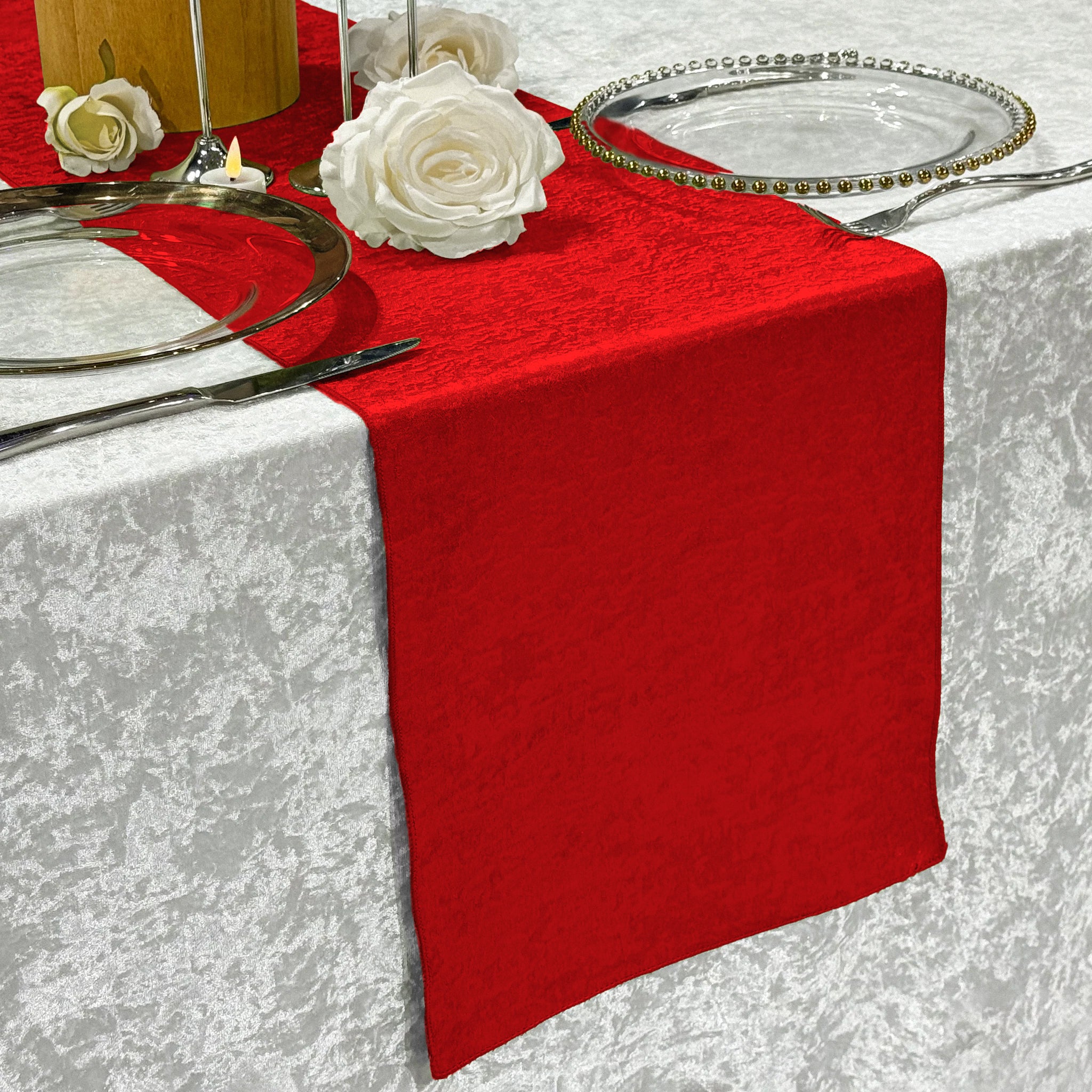 Crinkle Shimmer Table Runner - Red - Image 2
