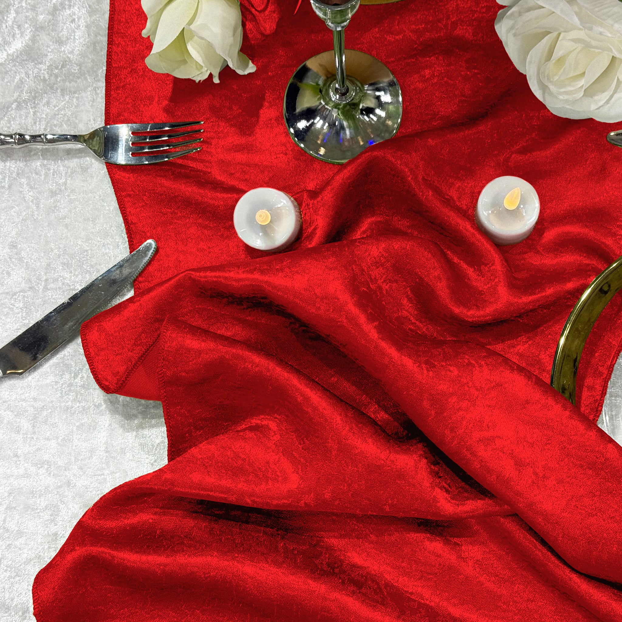 Crinkle Shimmer Table Runner - Red - Image 3