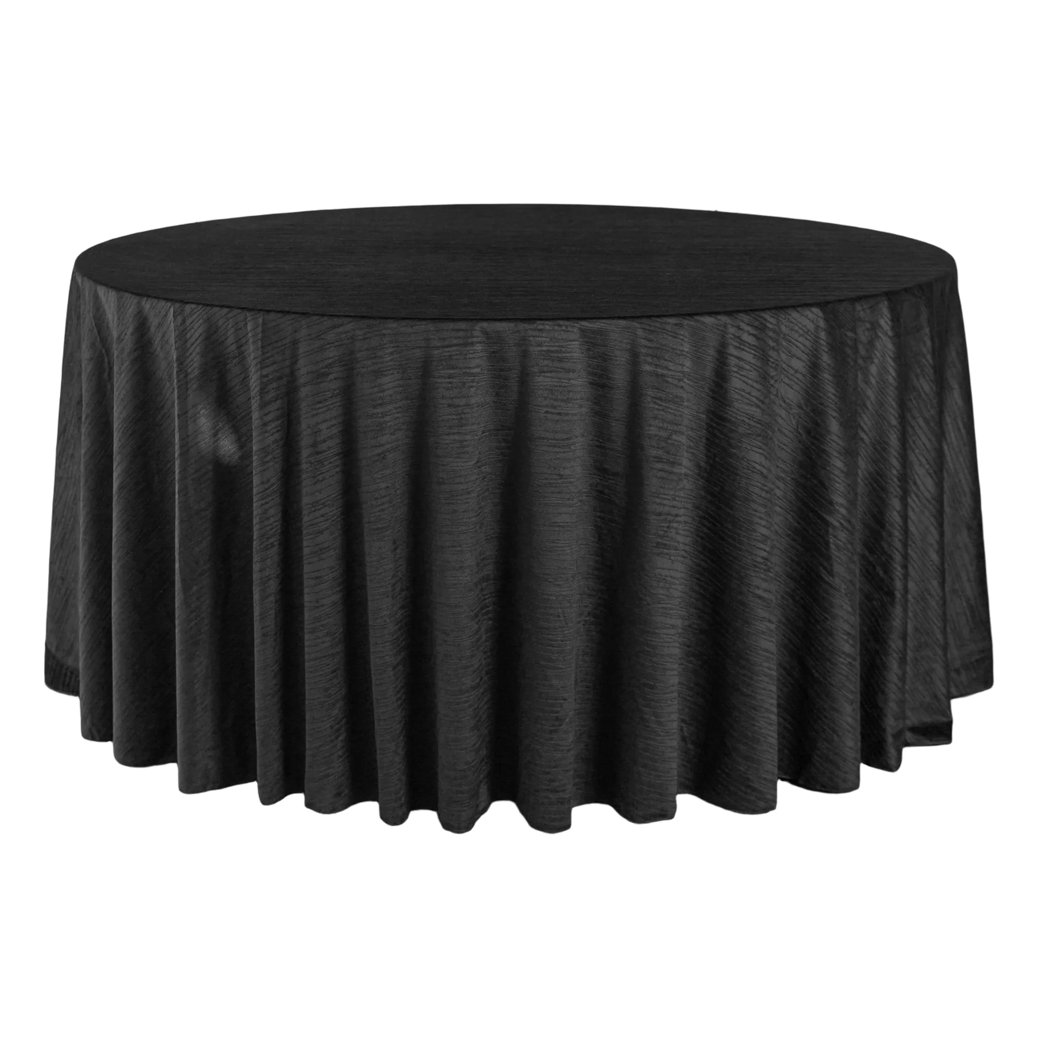 Crinkle Velvet 120" Round Tablecloth - Black