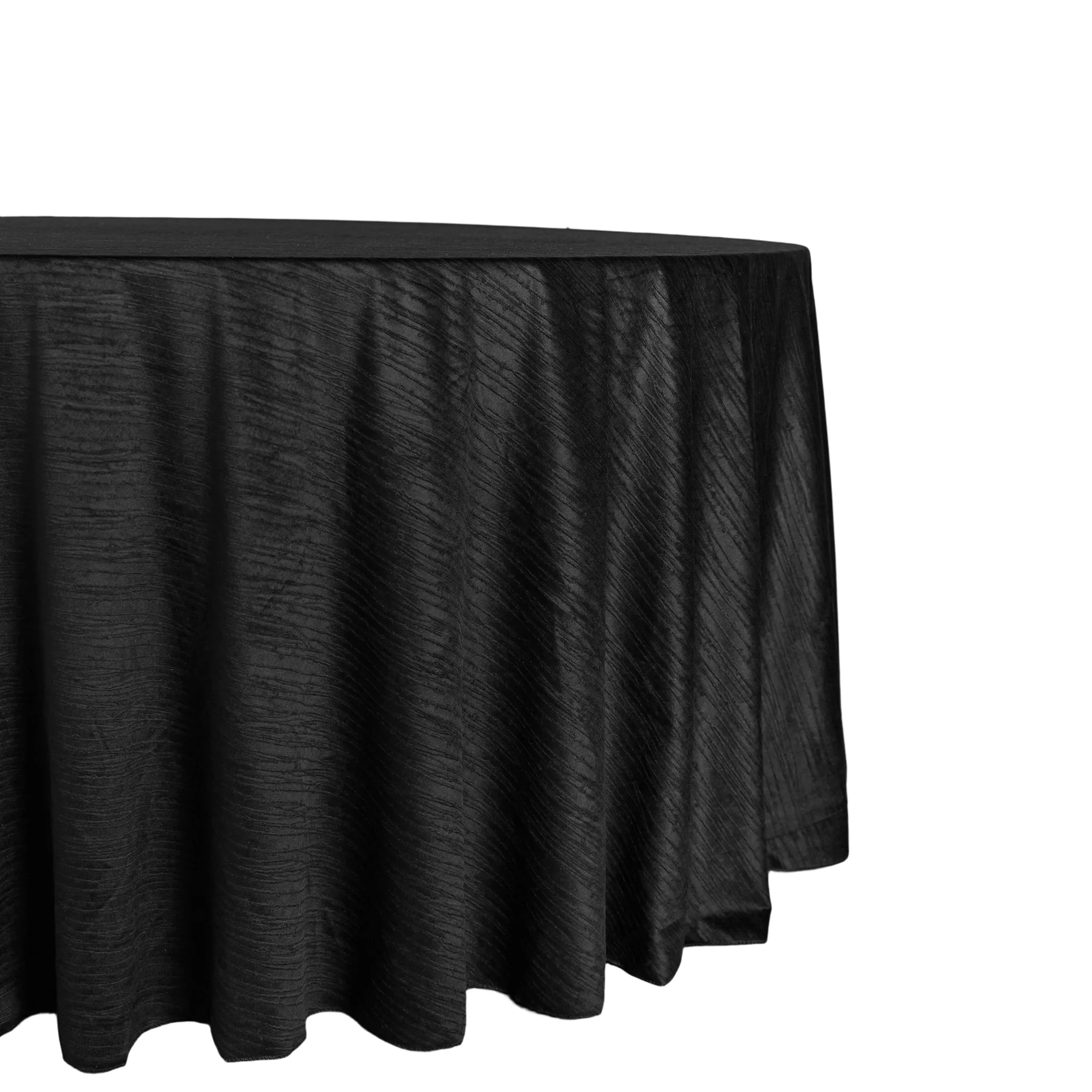 Crinkle Velvet 120" Round Tablecloth - Black - Image 4