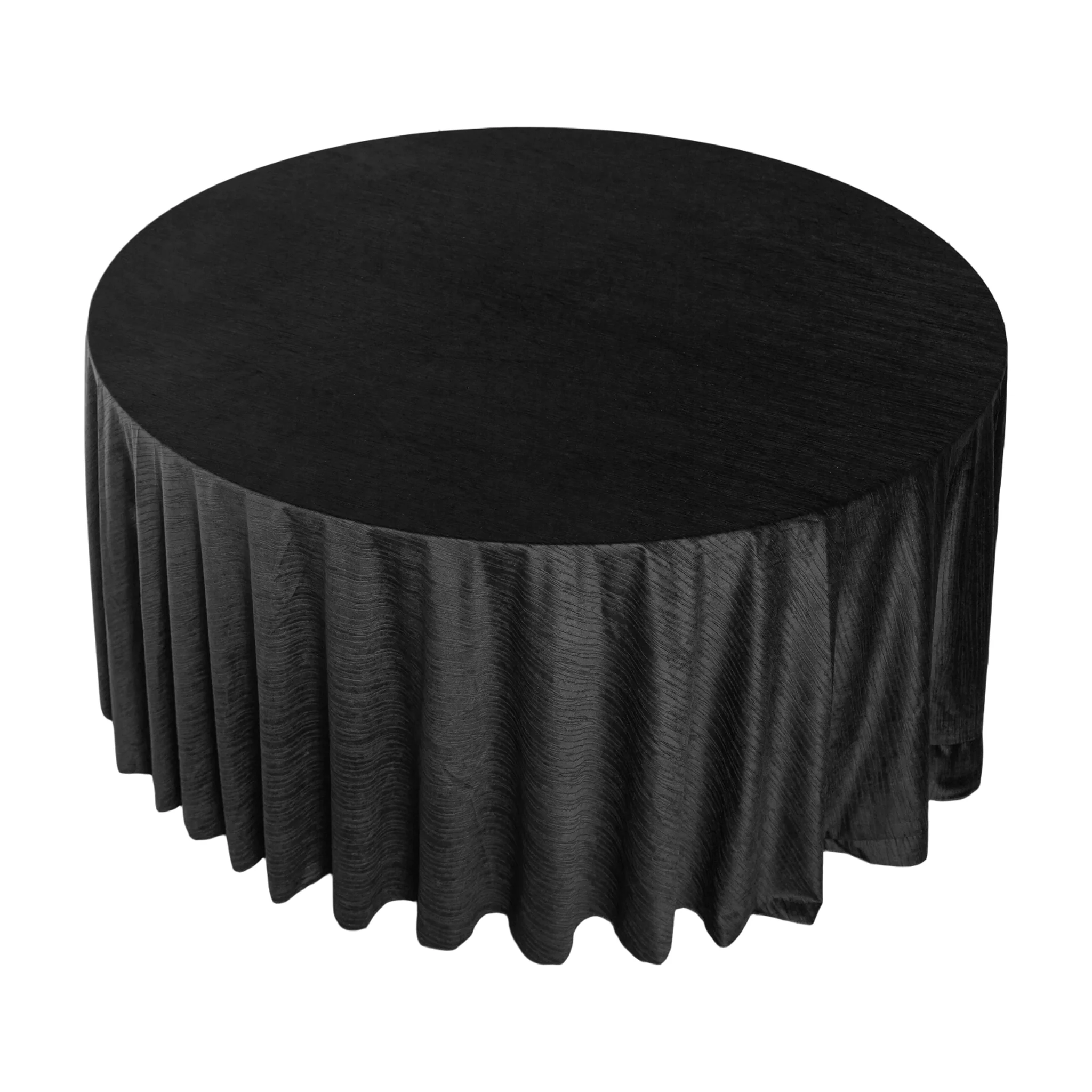 Crinkle Velvet 120" Round Tablecloth - Black - Image 8