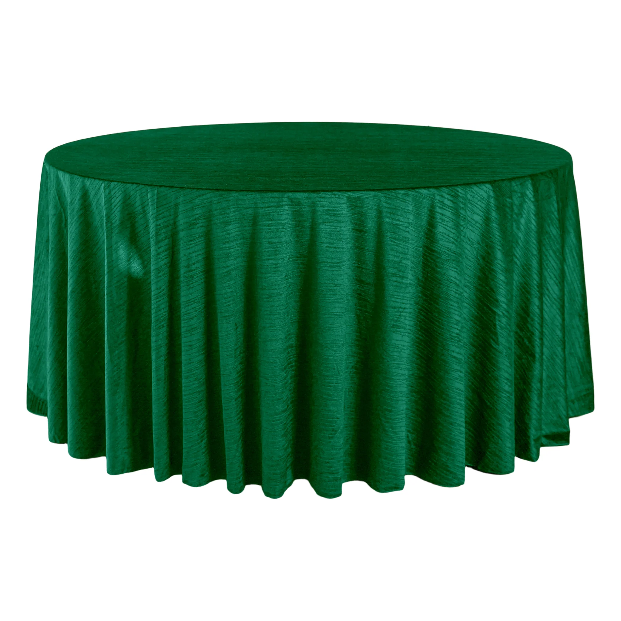 Crinkle Velvet 120" Round Tablecloth - Emerald Green