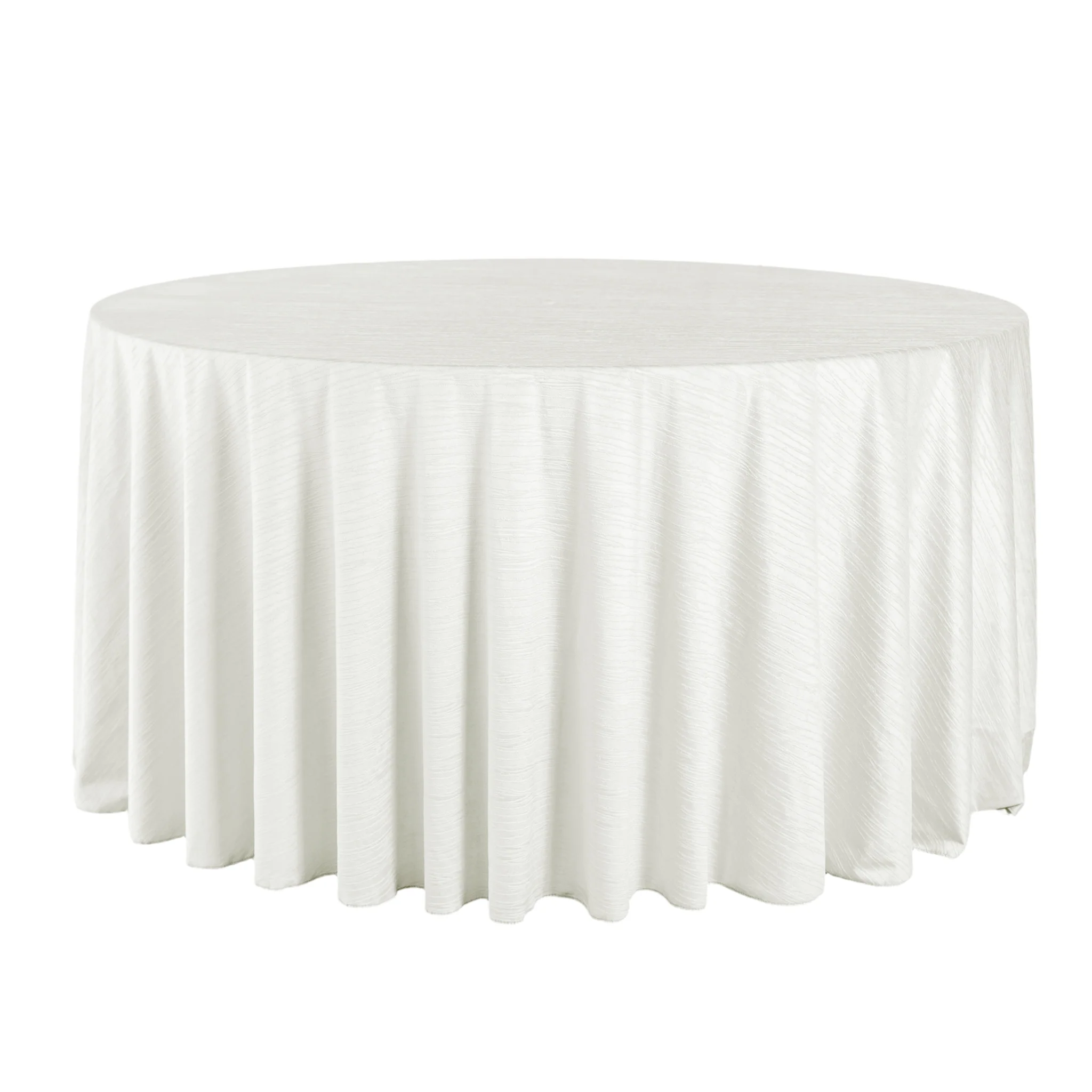 Crinkle Velvet 120" Round Tablecloth - Ivory