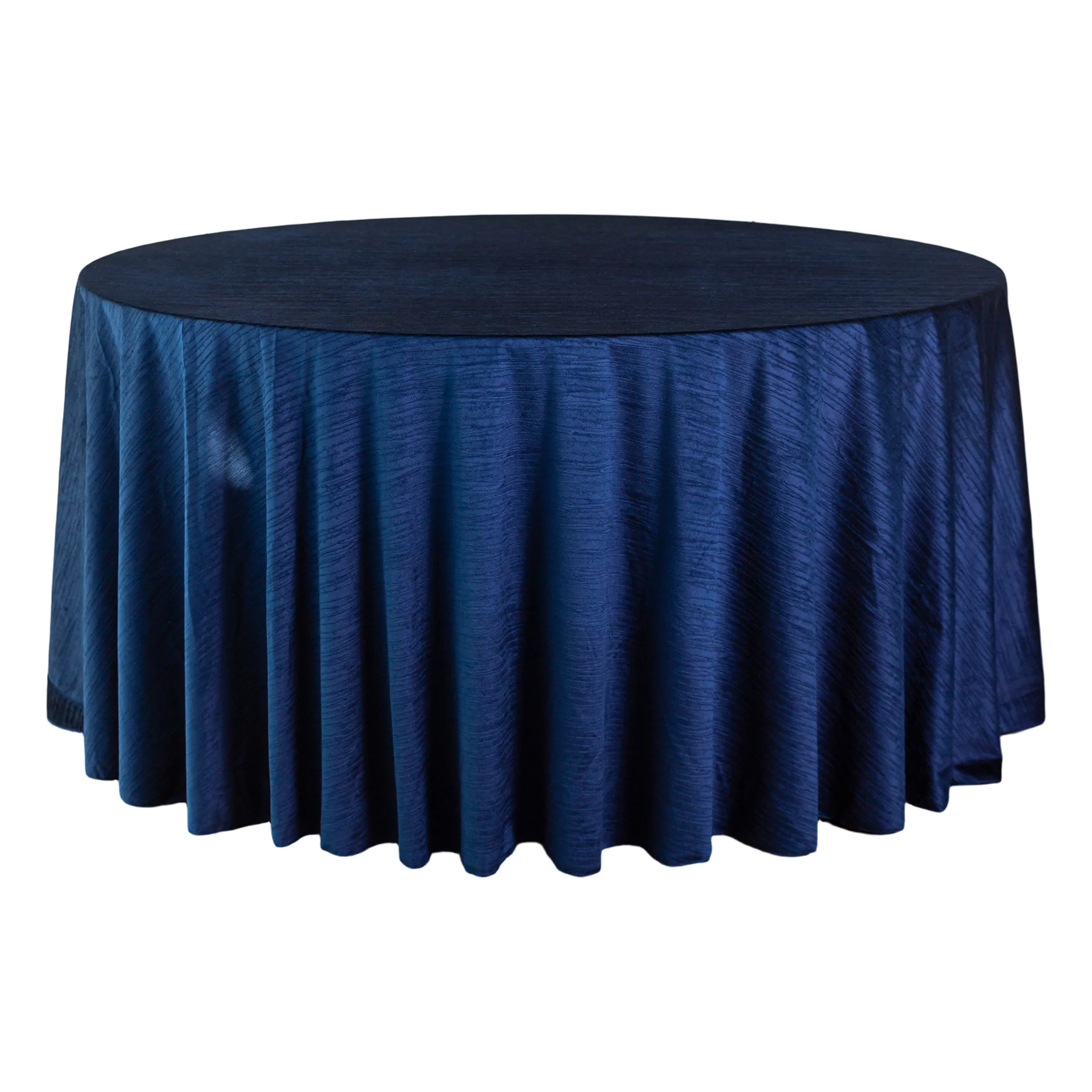 Crinkle Velvet 120" Round Tablecloth - Navy Blue