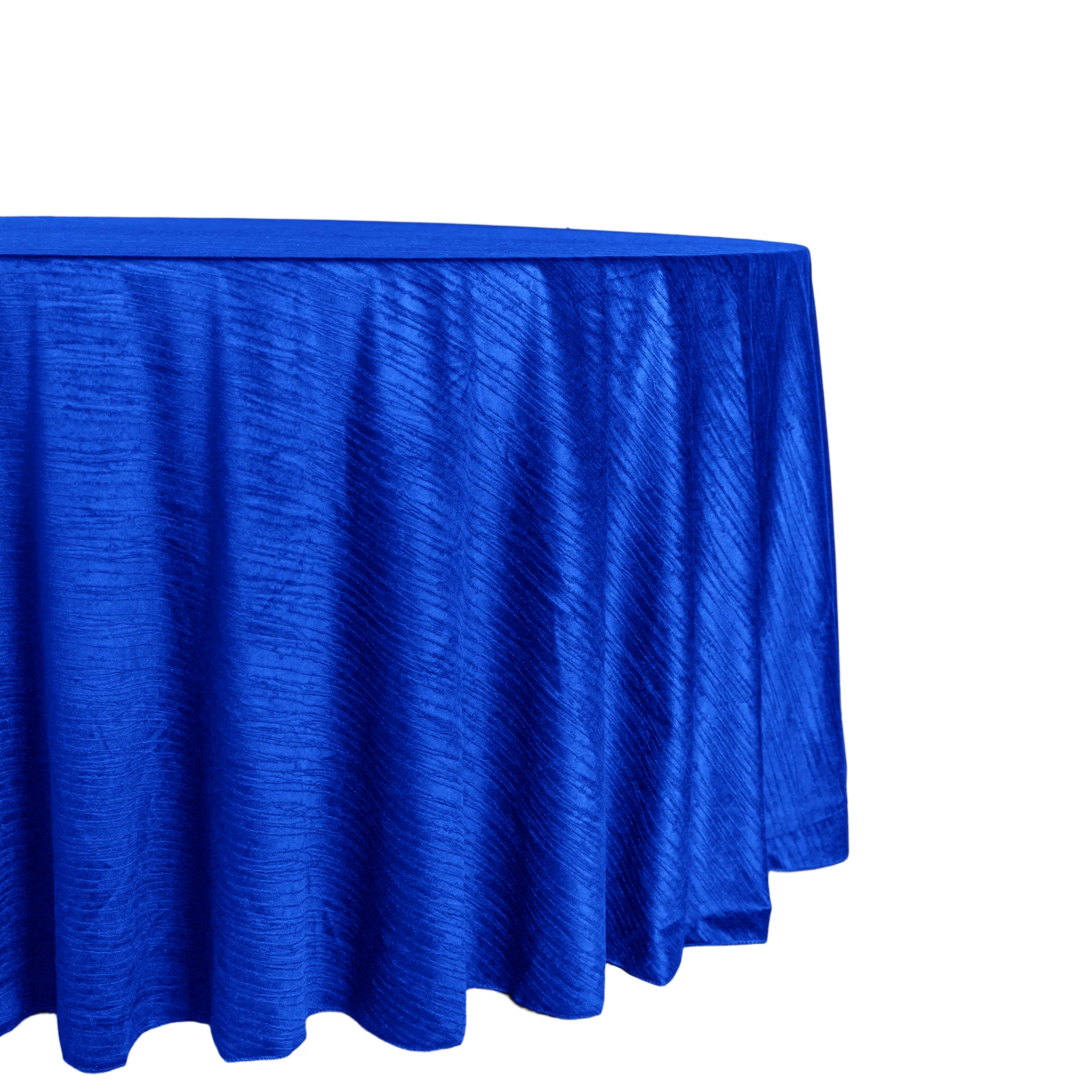 Crinkle Velvet 120" Round Tablecloth - Royal Blue - Image 2
