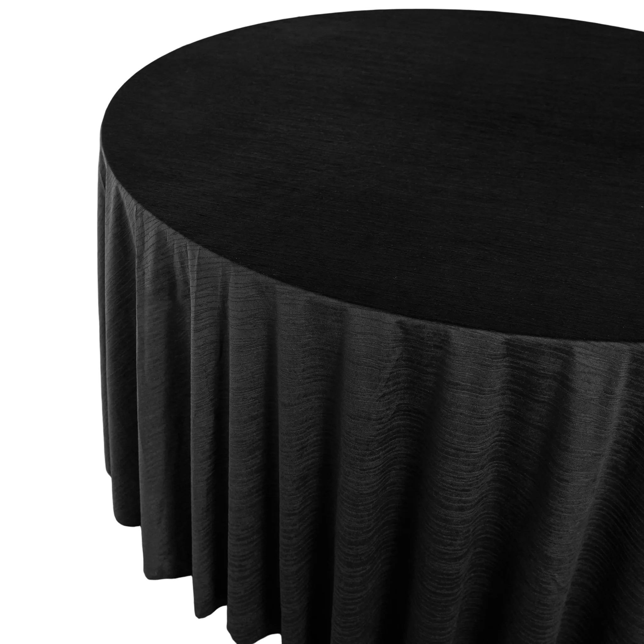 Crinkle Velvet 132" Round Tablecloth - Black - Image 9