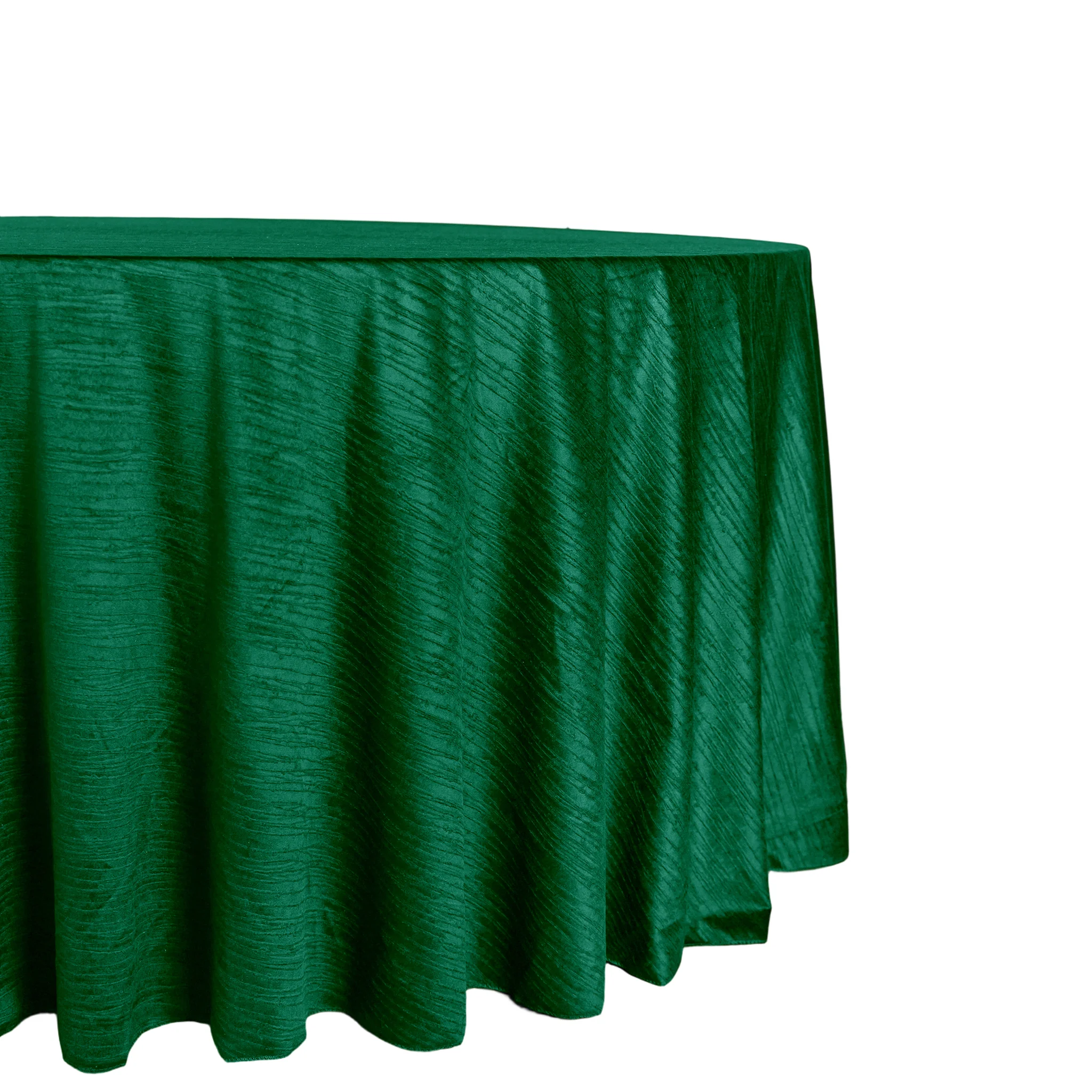 Crinkle Velvet 132" Round Tablecloth - Emerald Green - Image 2