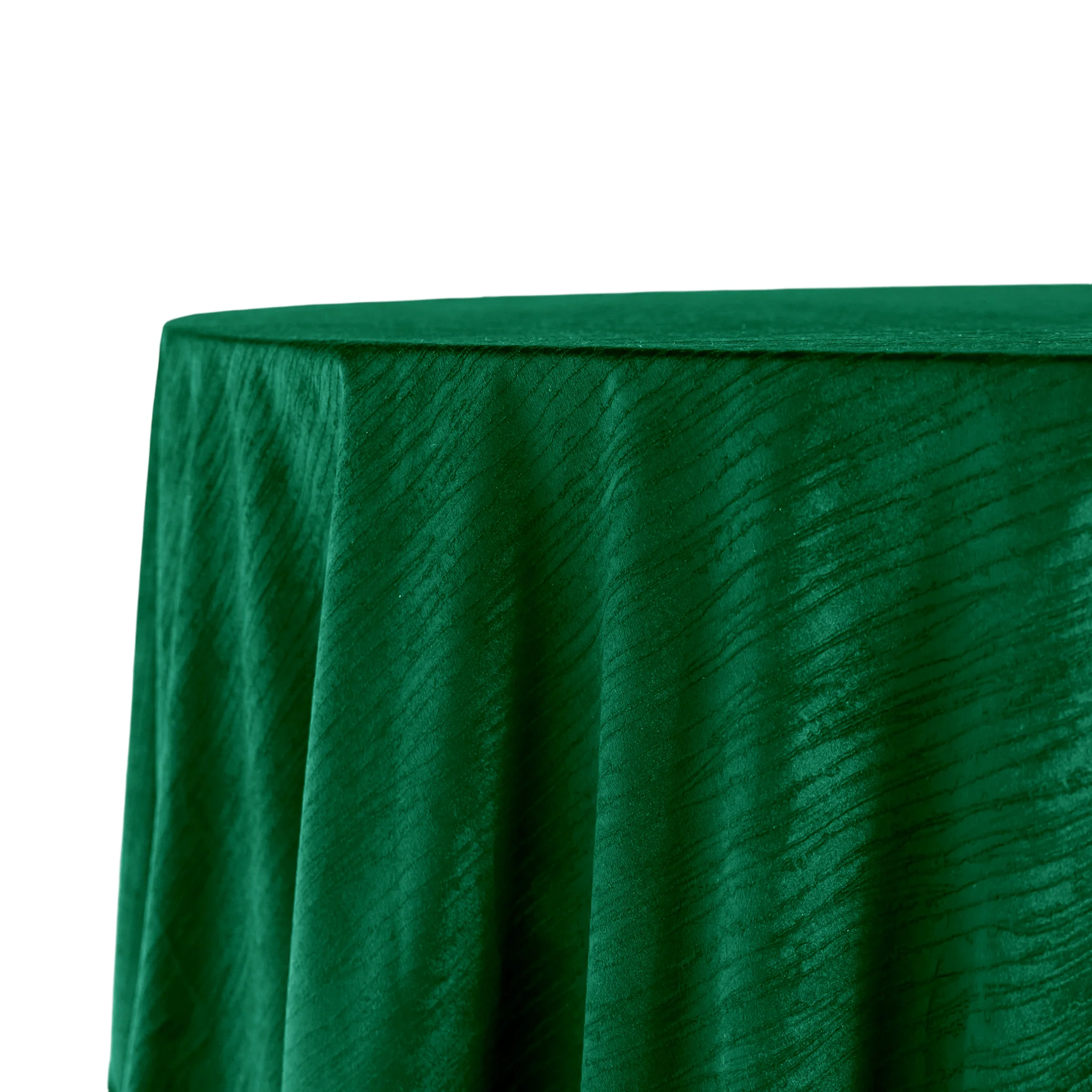 Crinkle Velvet 132" Round Tablecloth - Emerald Green - Image 4