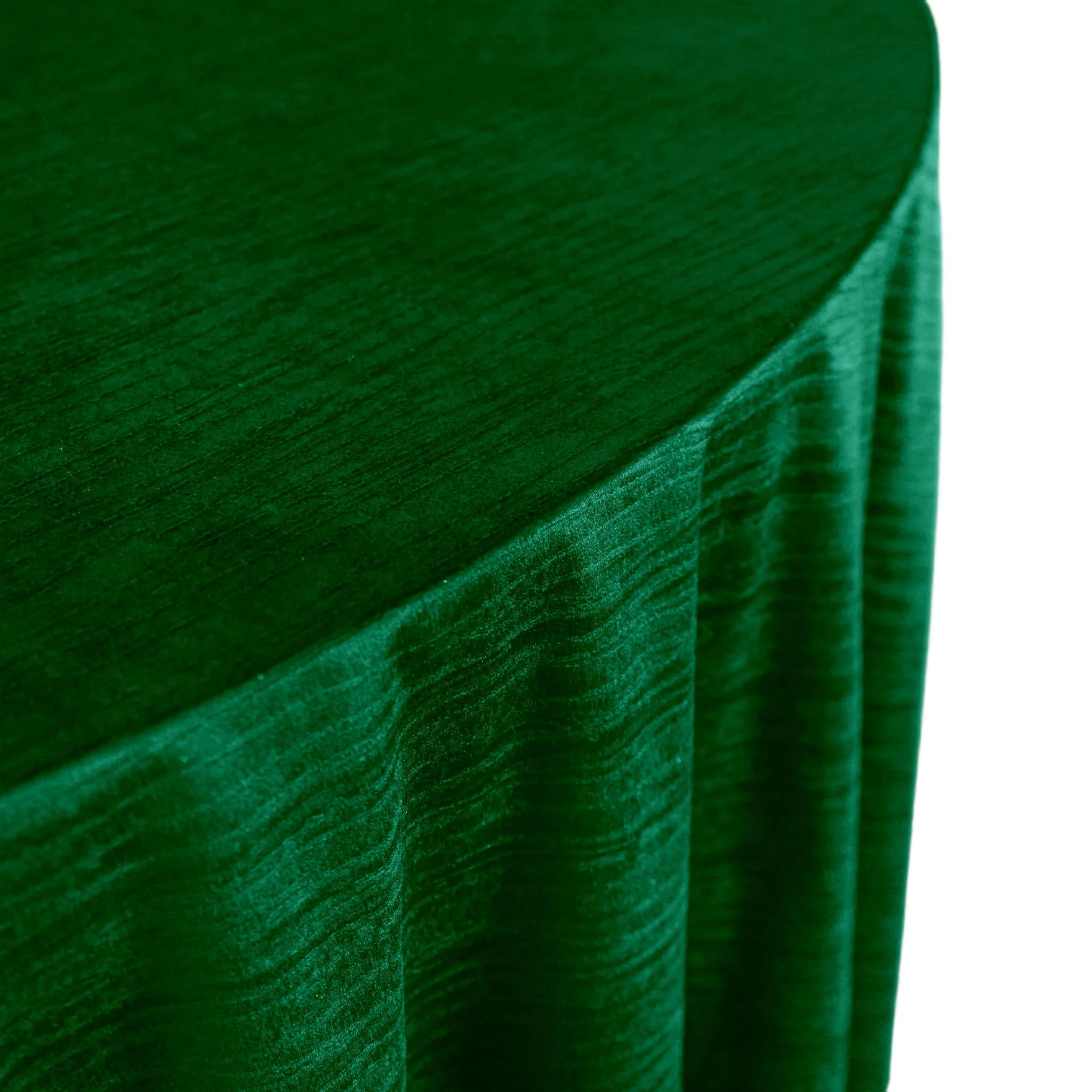 Crinkle Velvet 132" Round Tablecloth - Emerald Green - Image 5