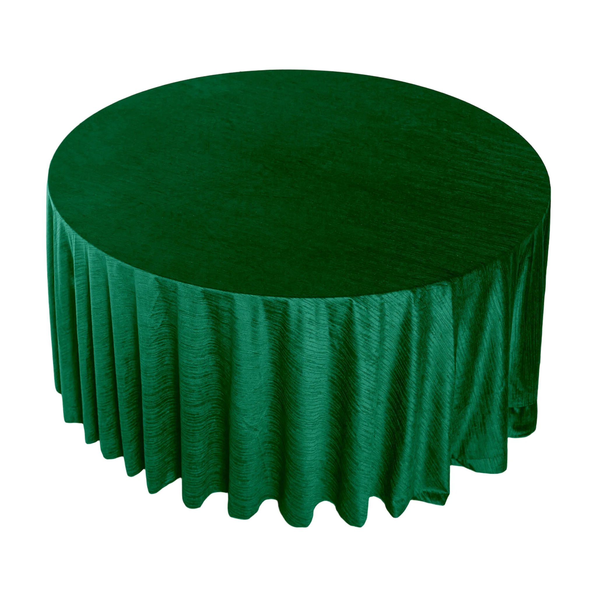 Crinkle Velvet 132" Round Tablecloth - Emerald Green - Image 8