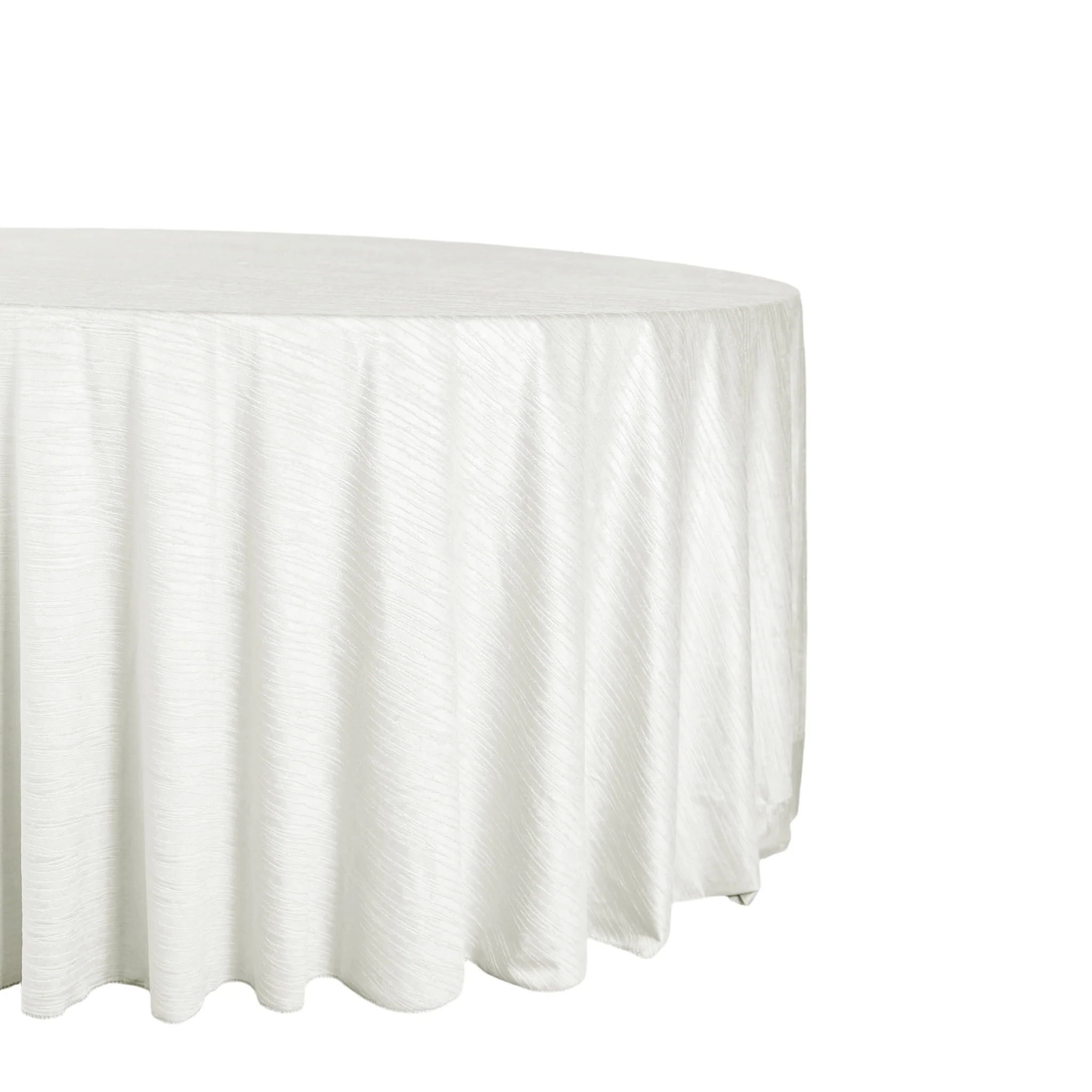 Crinkle Velvet 132" Round Tablecloth - Ivory - Image 2