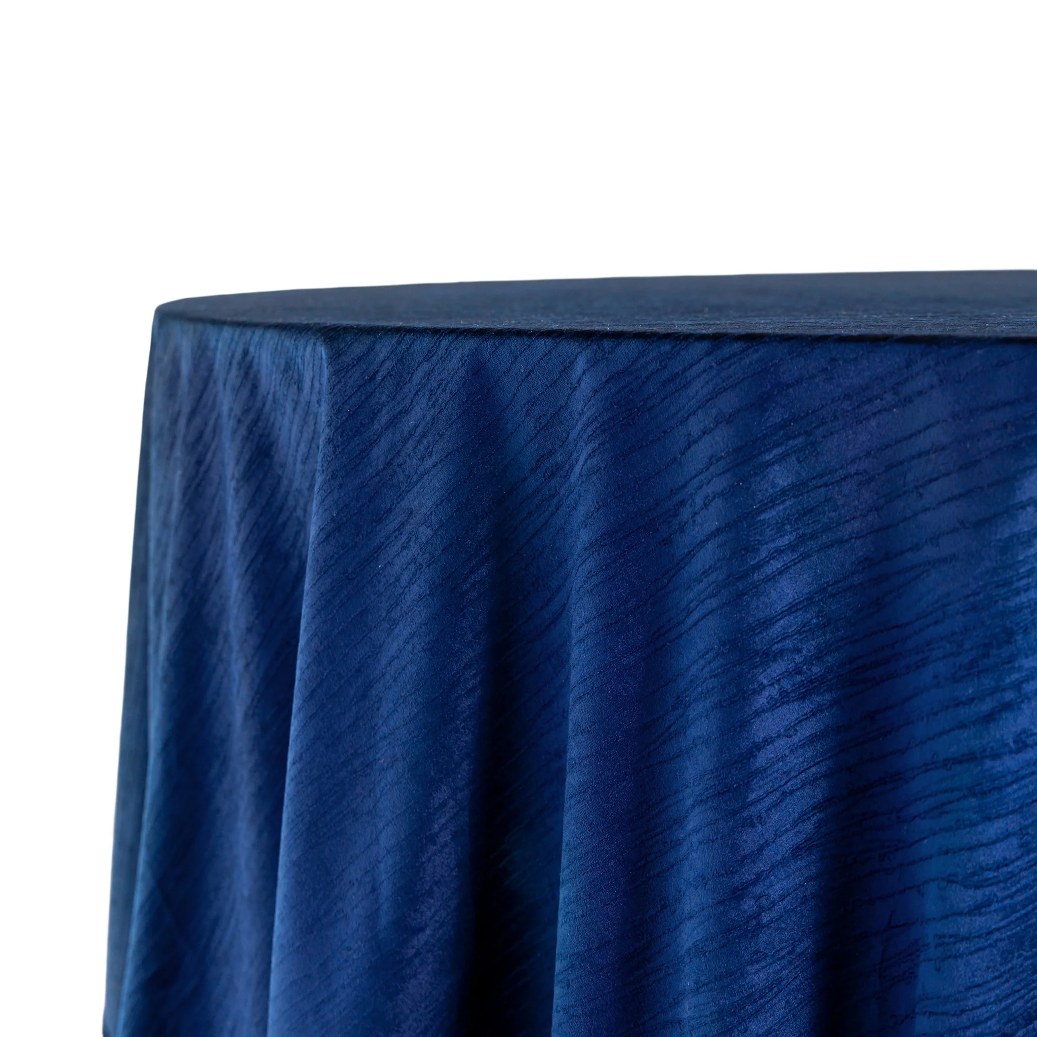 Crinkle Velvet 132" Round Tablecloth - Navy Blue - Image 4
