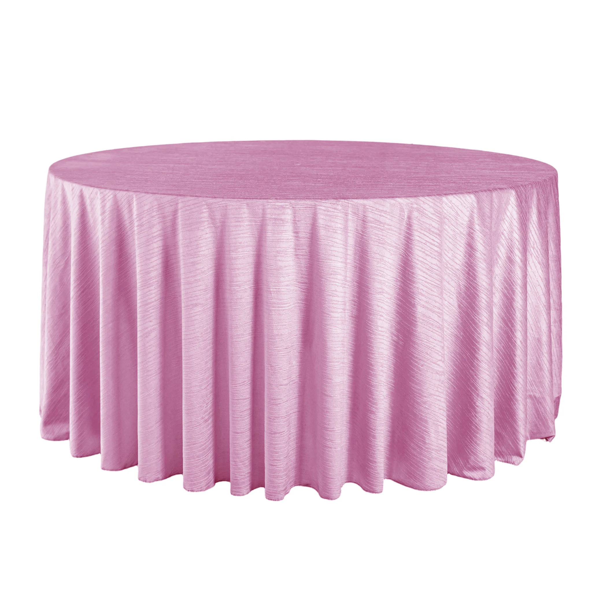 Crinkle Velvet 132" Round Tablecloth - Pink