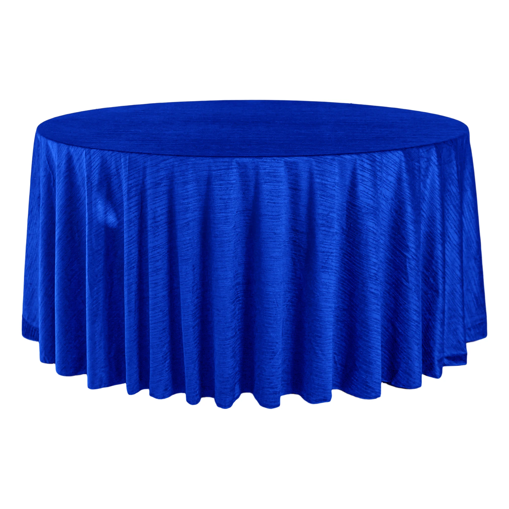 Crinkle Velvet 132" Round Tablecloth - Royal Blue