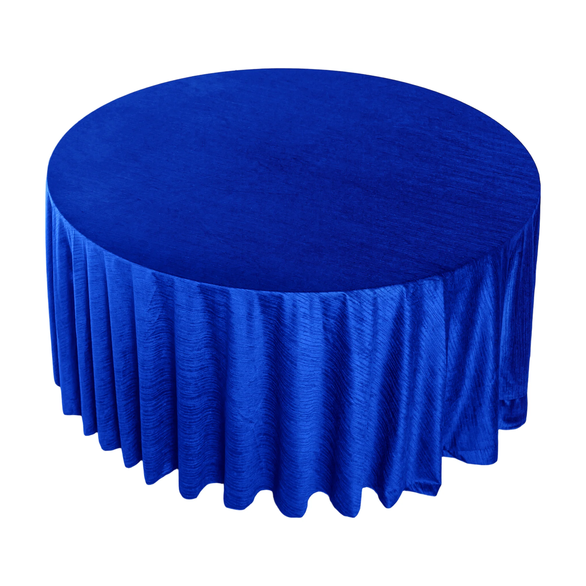 Crinkle Velvet 132" Round Tablecloth - Royal Blue - Image 6