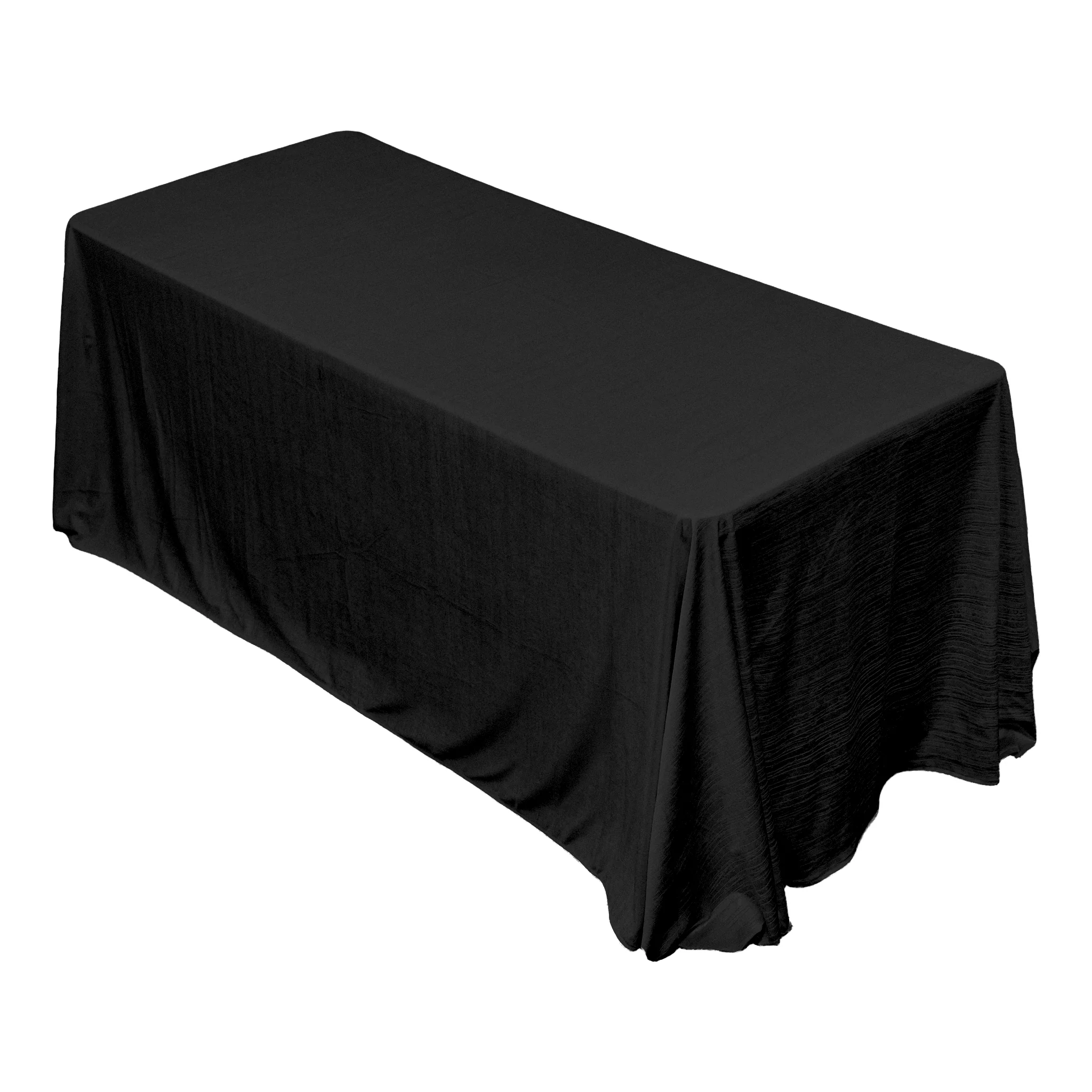 Crinkle Velvet 90"x132" Rectangular Tablecloth - Black - Image 5