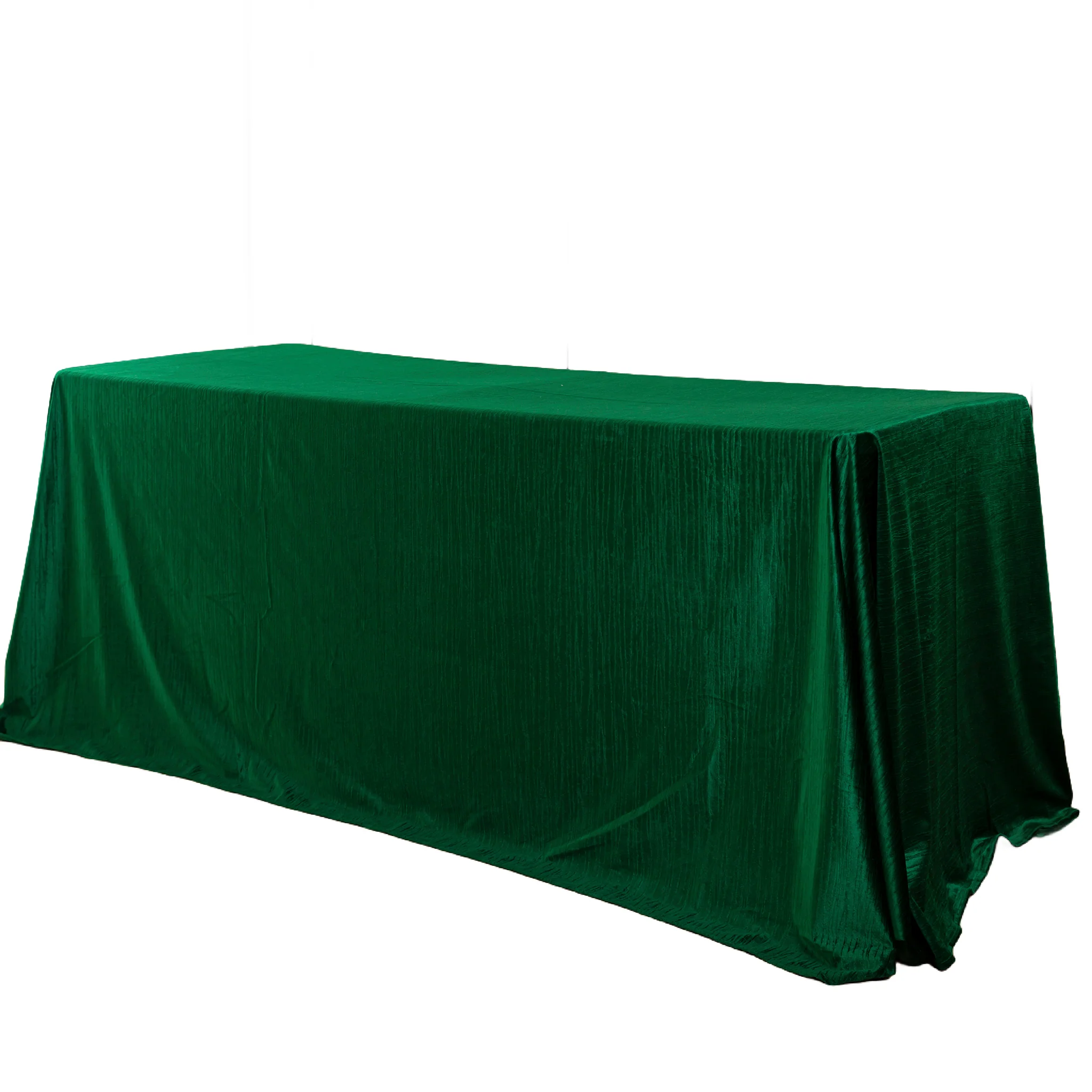 Crinkle Velvet 90"x132" Rectangular Tablecloth - Emerald Green