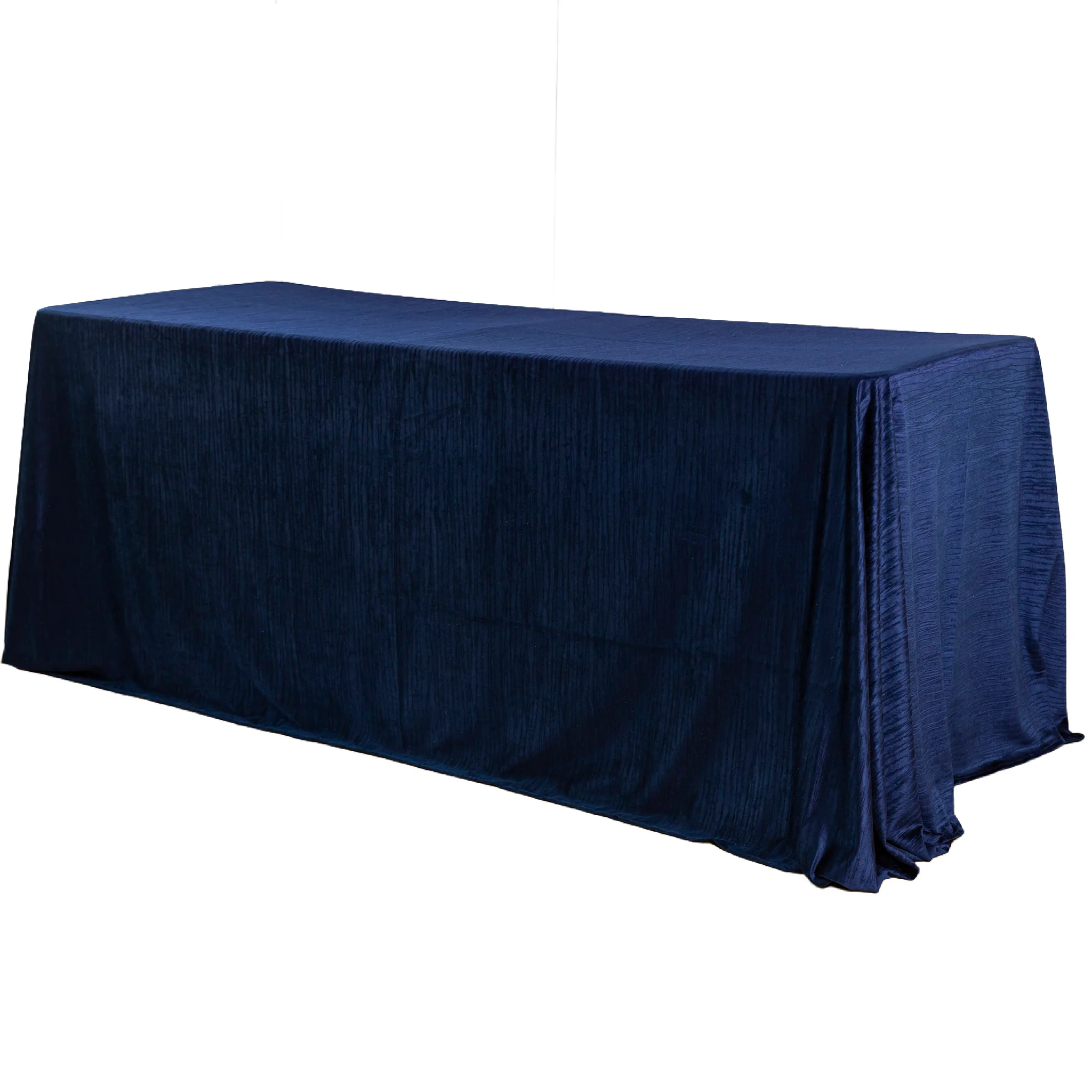 Crinkle Velvet 90"x132" Rectangular Tablecloth - Navy Blue