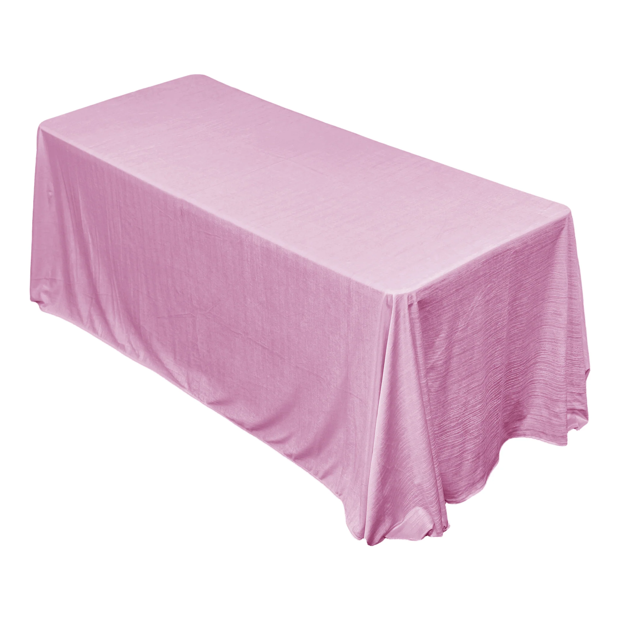 Crinkle Velvet 90"x132" Rectangular Tablecloth - Pink - Image 4
