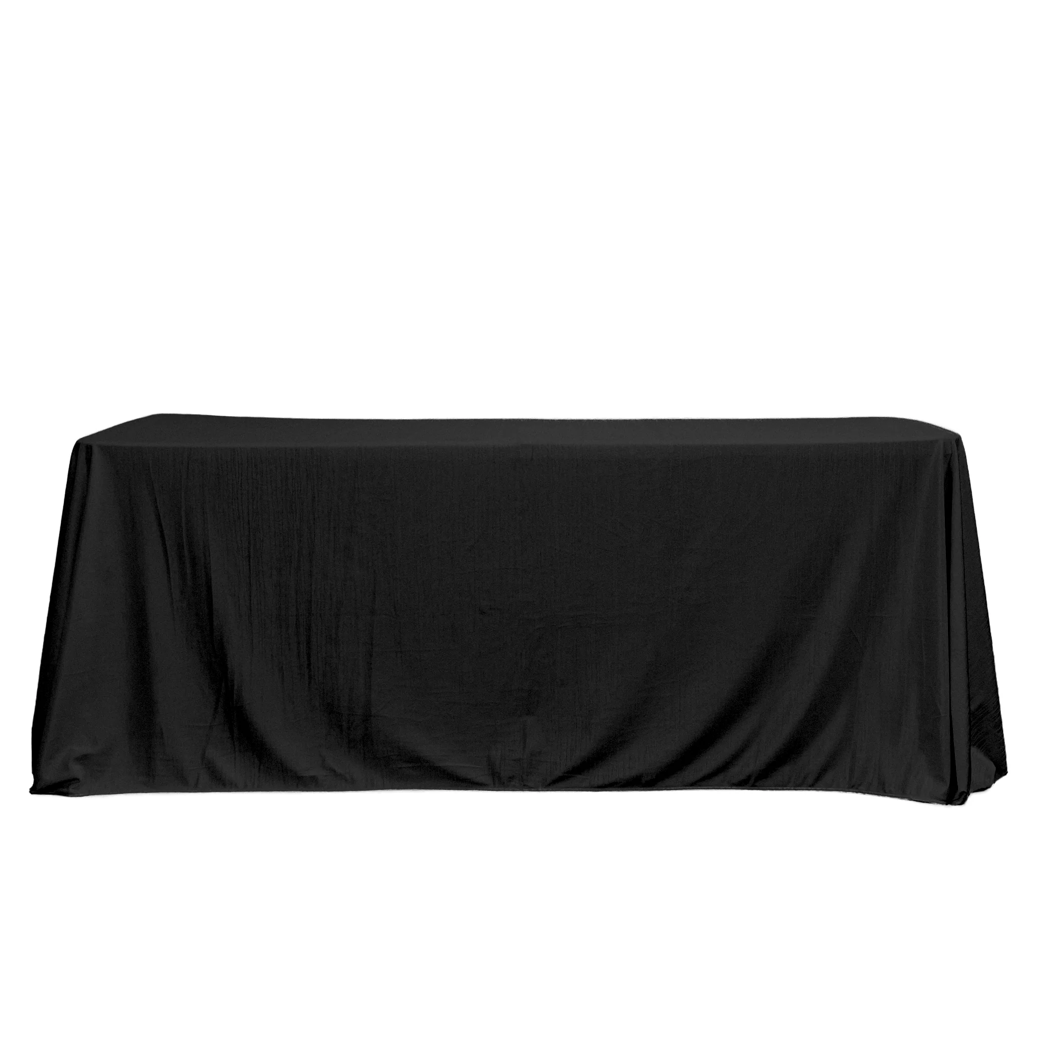 Crinkle Velvet 90"x156" Rectangular Tablecloth - Black - Image 2