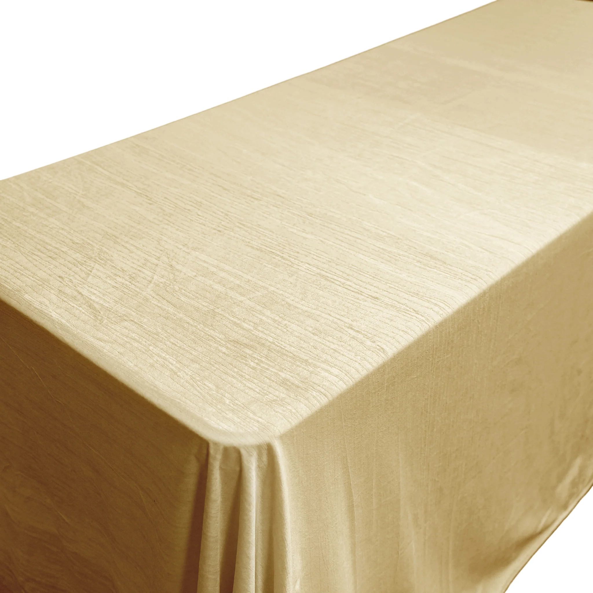 Crinkle Velvet 90"x156" Rectangular Tablecloth - Champagne - Image 3