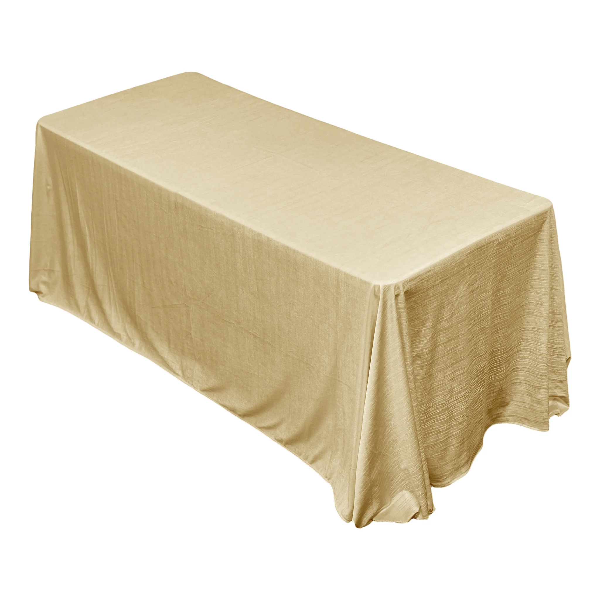 Crinkle Velvet 90"x156" Rectangular Tablecloth - Champagne - Image 4
