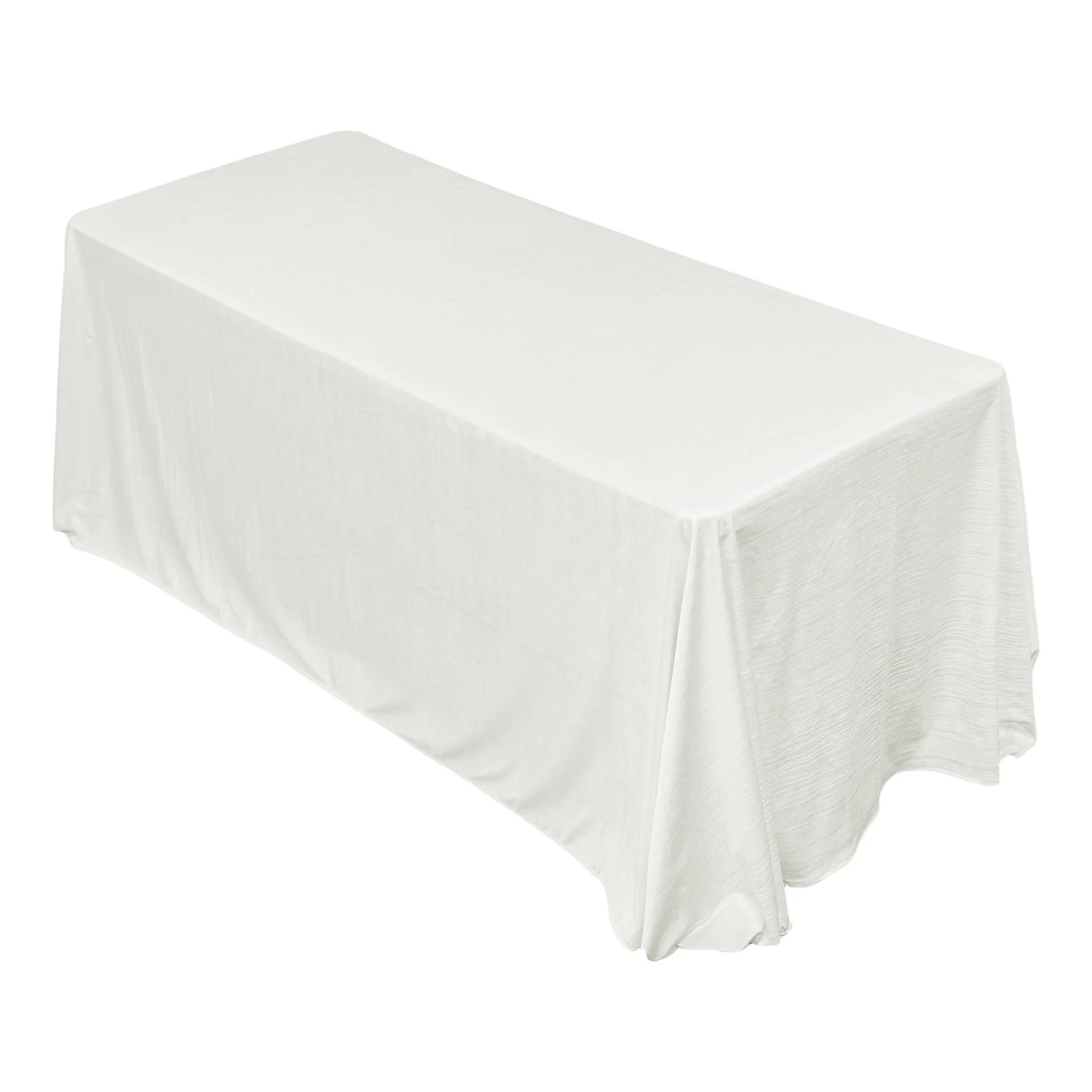 Crinkle Velvet 90"x156" Rectangular Tablecloth - Ivory - Image 4