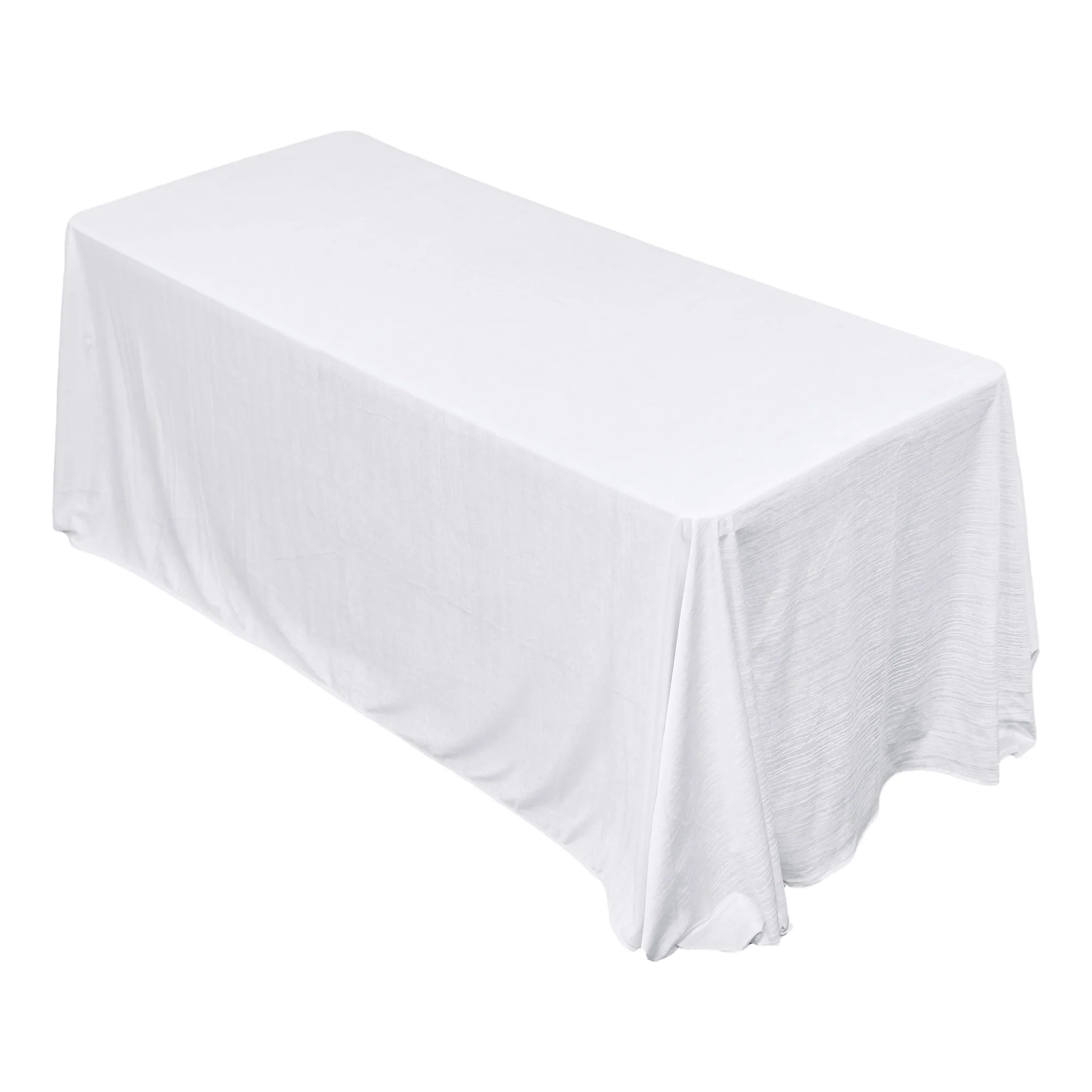 Crinkle Velvet 90"x156" Rectangular Tablecloth - White - Image 4