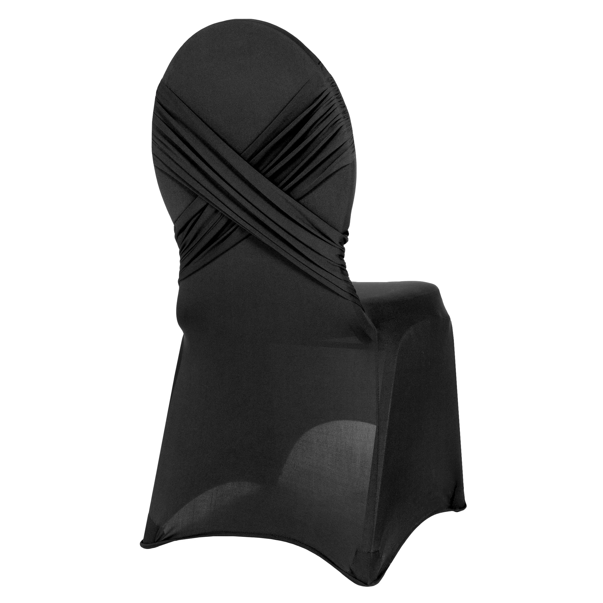 Cross Back Stretch Spandex Banquet Chair Cover - Black