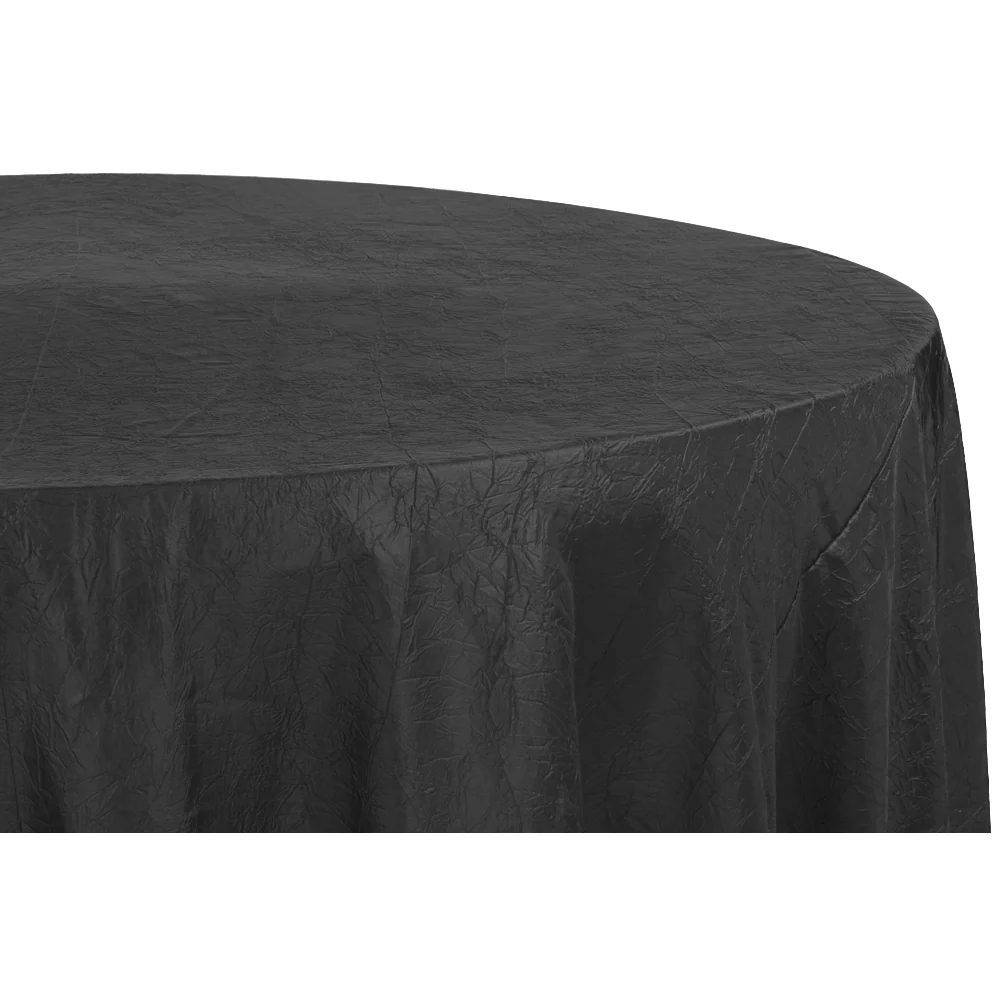 Crushed Taffeta 120" Round Tablecloth - Black - Image 2